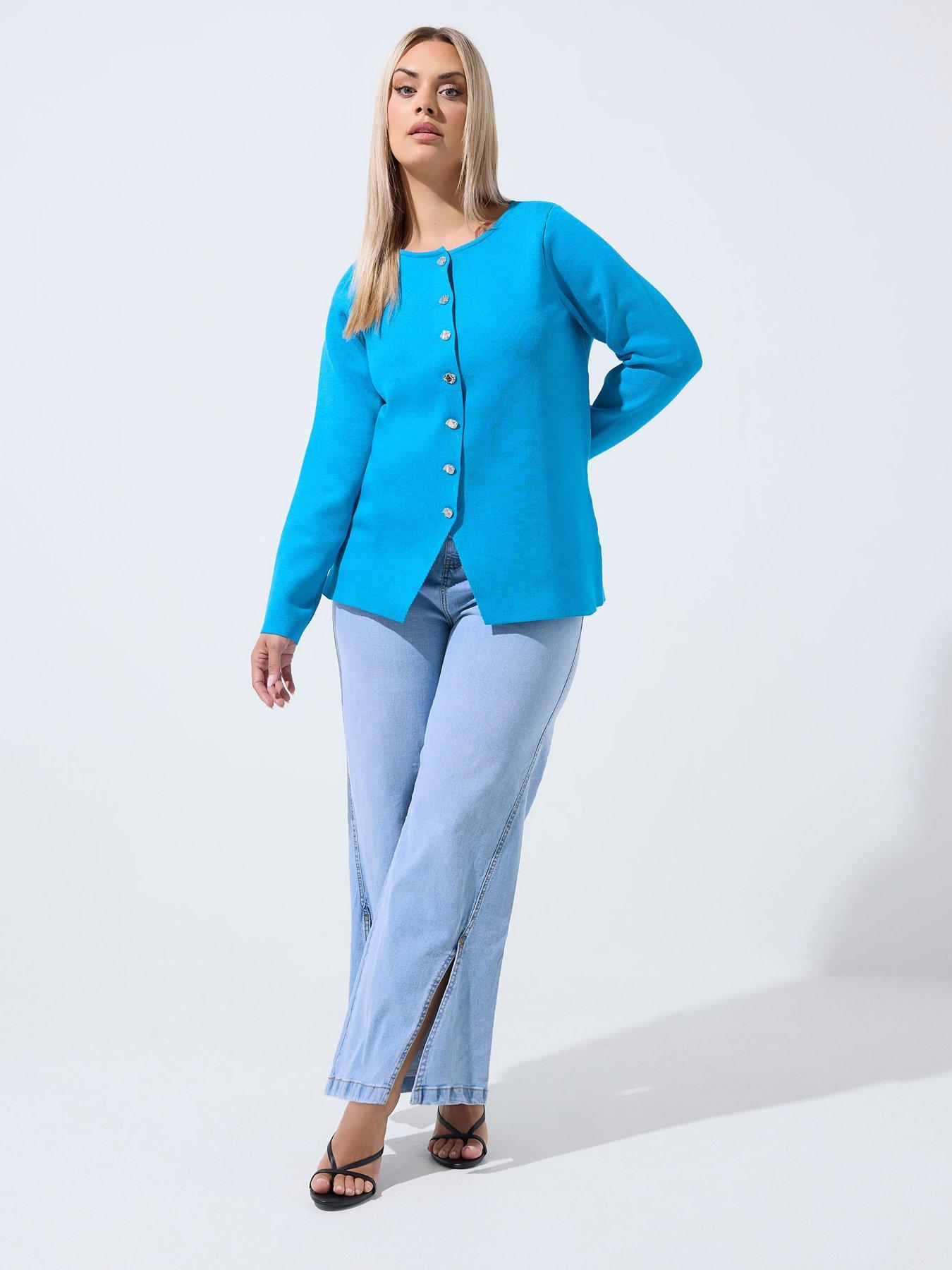 Image 3 of 4 of Yours Curve Compacted Knit Cardigan - Blue
