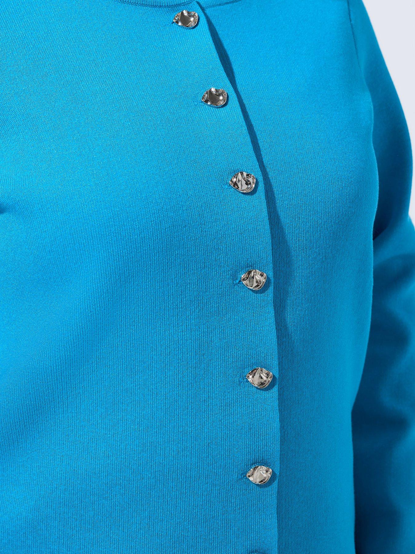 Image 4 of 4 of Yours Curve Compacted Knit Cardigan - Blue