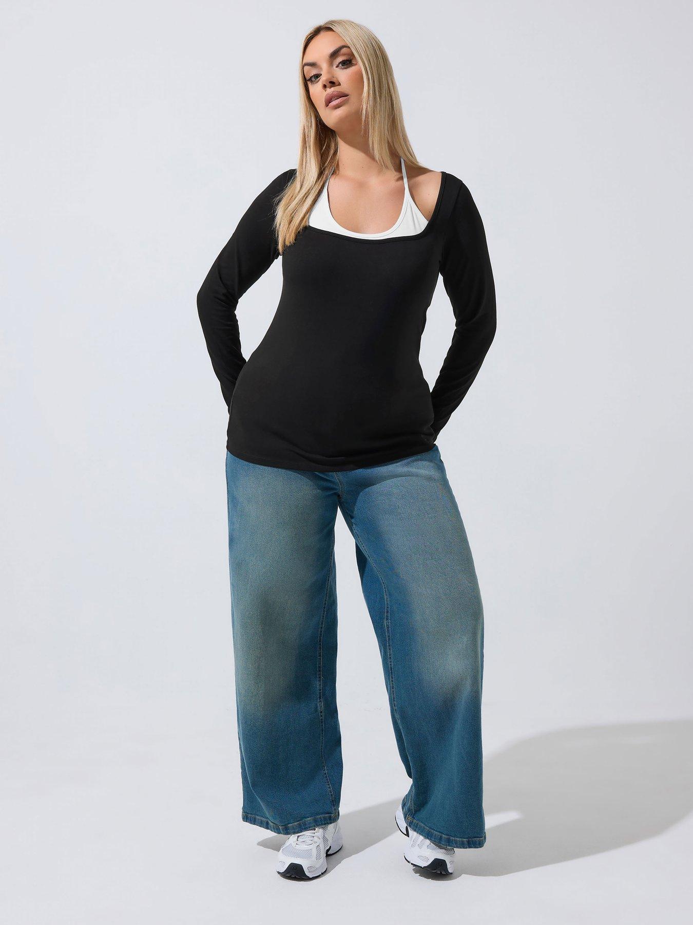 Image 3 of 4 of Yours Curve 2 In 1 Long Sleeve Top - Black