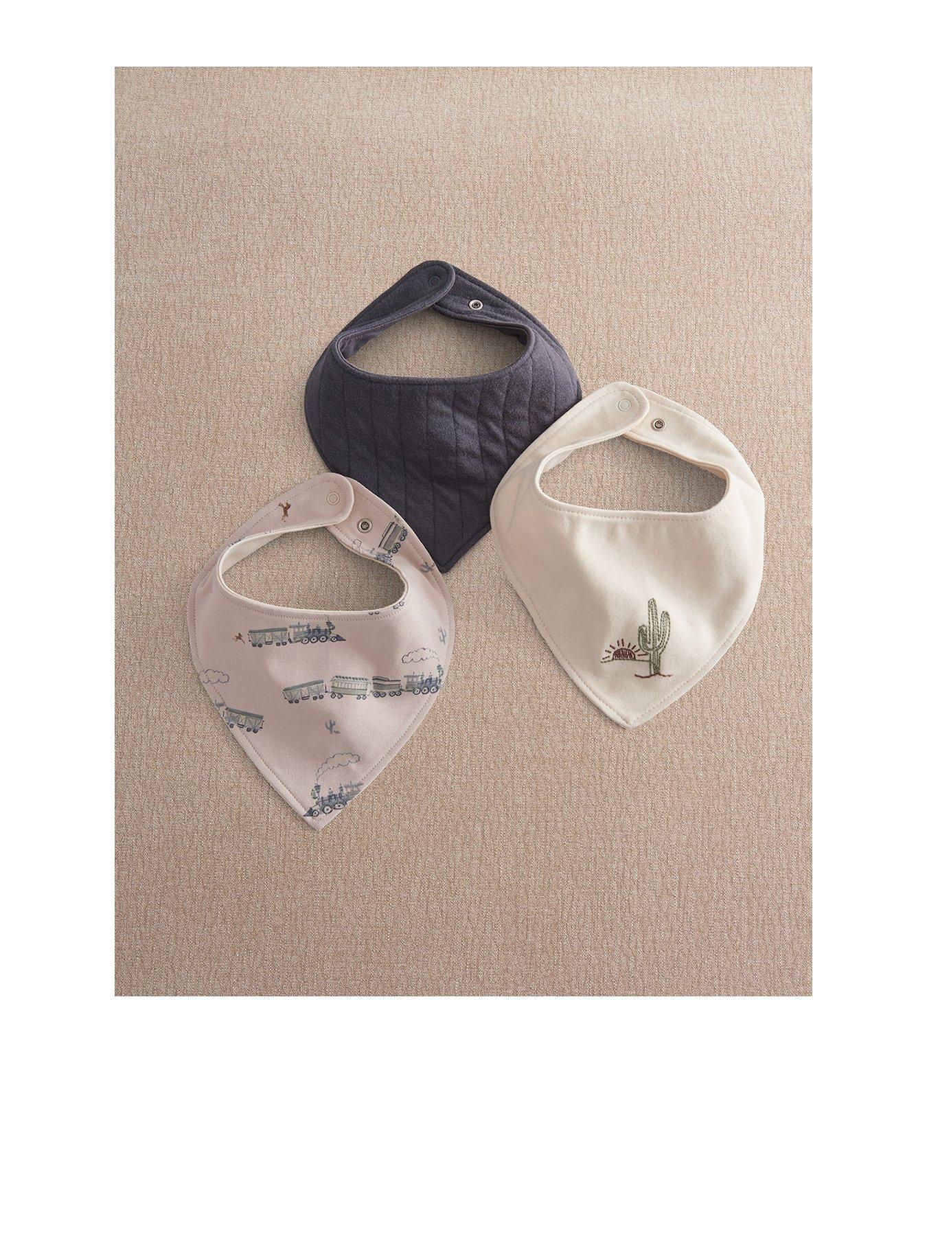 Mamas & Papas Baby Boys 3 Pack Train Bandana Bibs - Blue