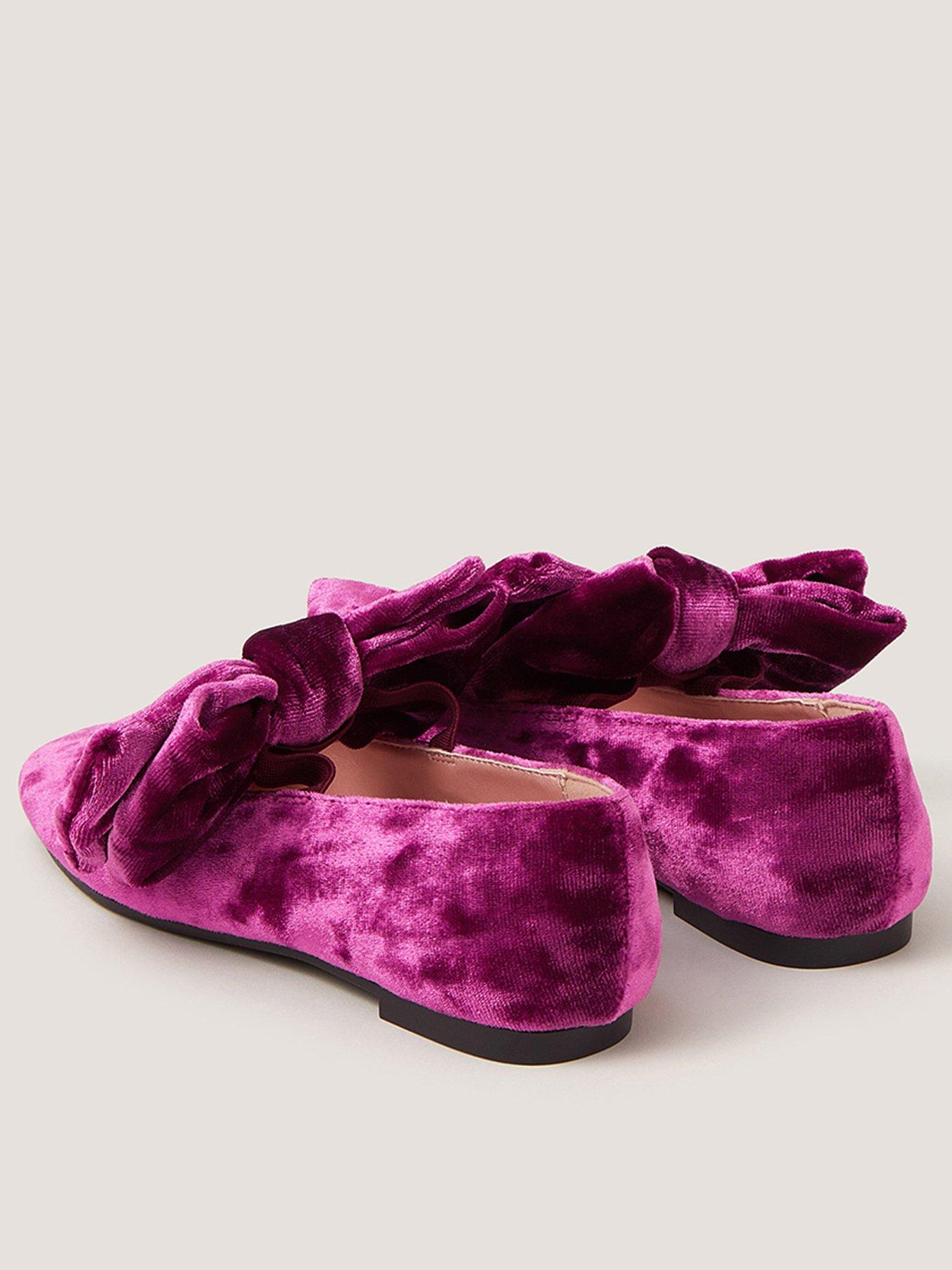 Image 3 of 3 of Monsoon Girls Crushed Velvet Ballerina Shoes - Purple