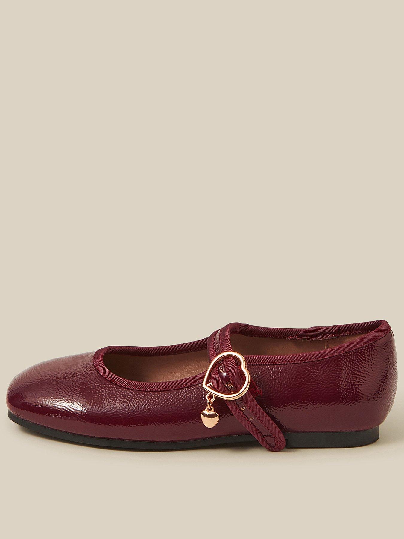 Monsoon Girls Patent Ballerina Shoes - Dark Red