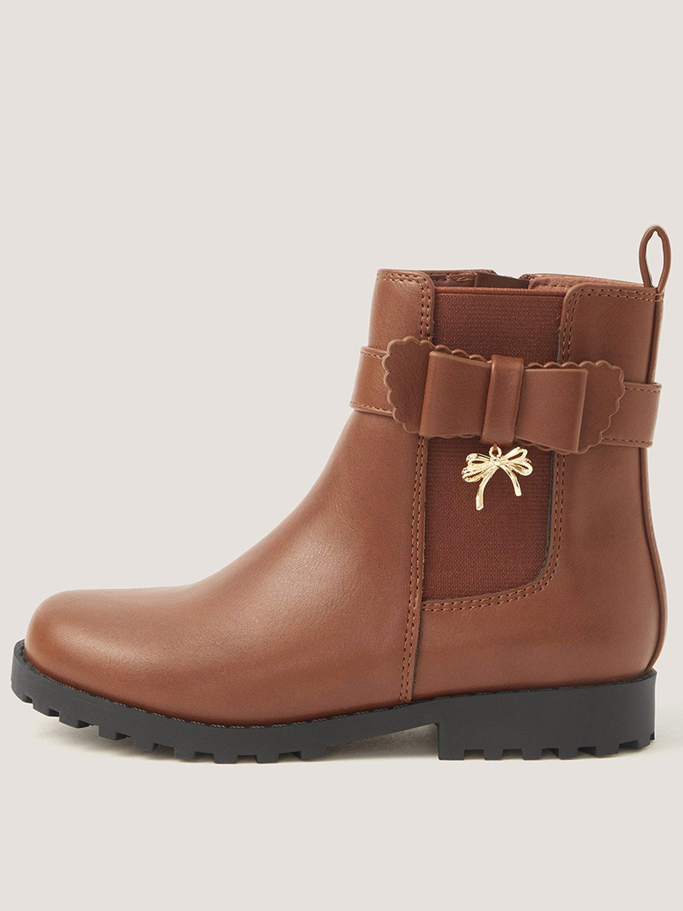 Monsoon Girls Bow Charm Chelsea Boots - Brown