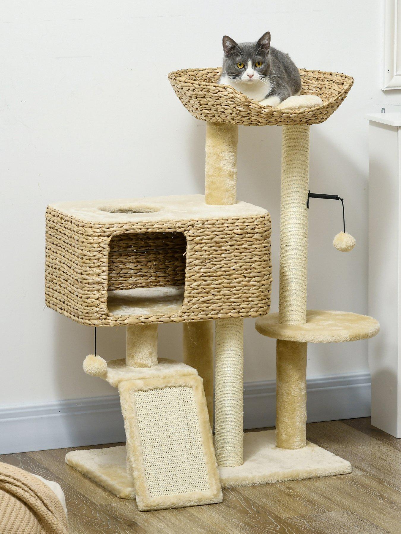 PawHut PawHut 95cm Cat Tree for Indoor Cats, Cat Tower with Scratching Posts, Ramp, Condo, Toy Balls, Platform, Bed, Ramp - Beige