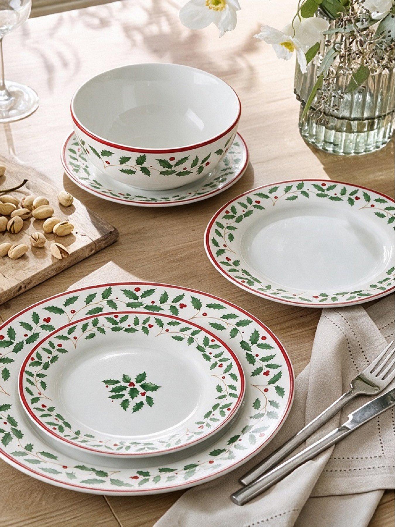 WATERSIDE 12pc Classic Holly Dinner Set