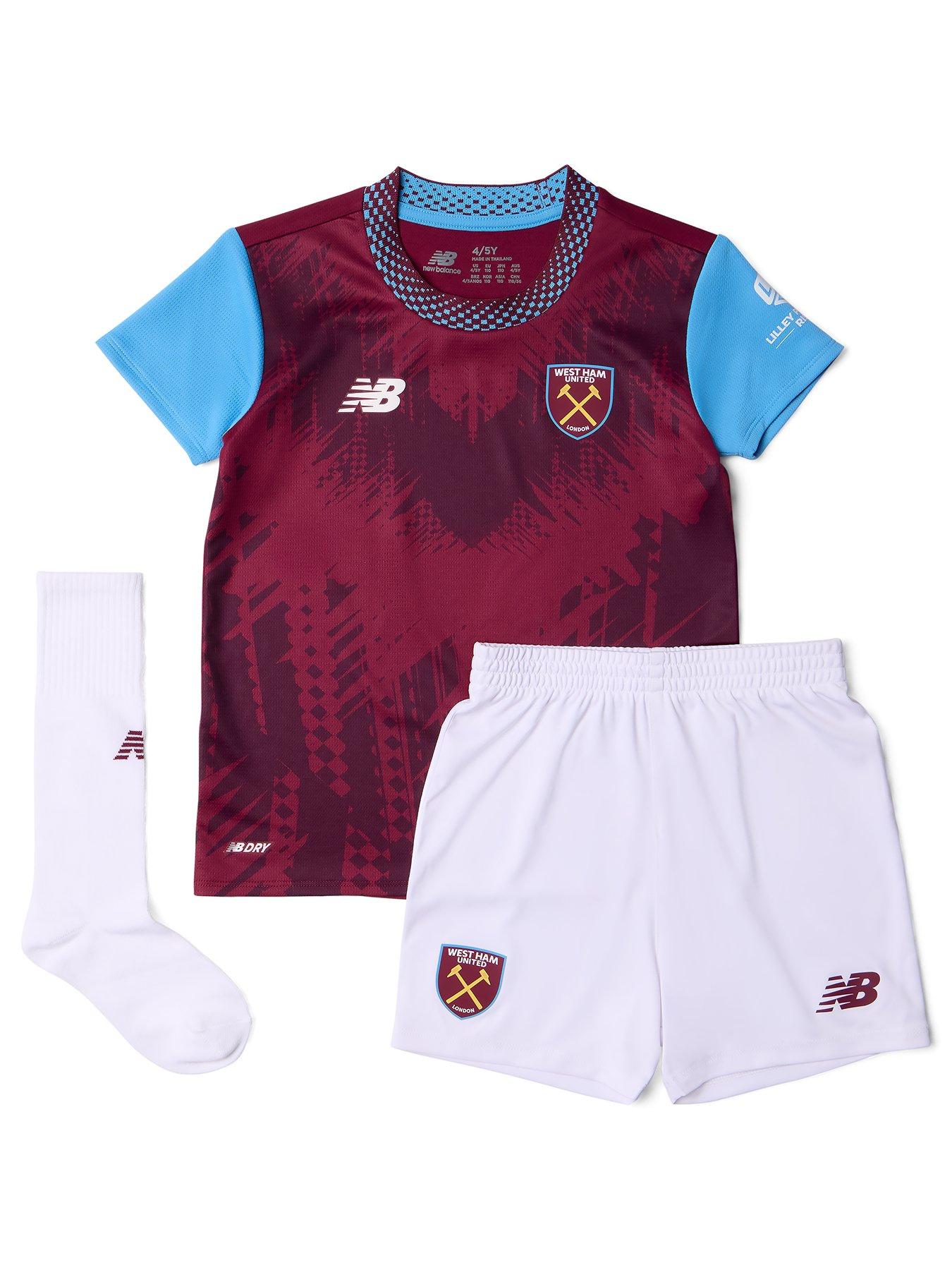 New Balance Unisex West Ham United Home 3 Piece Full Kit - Red