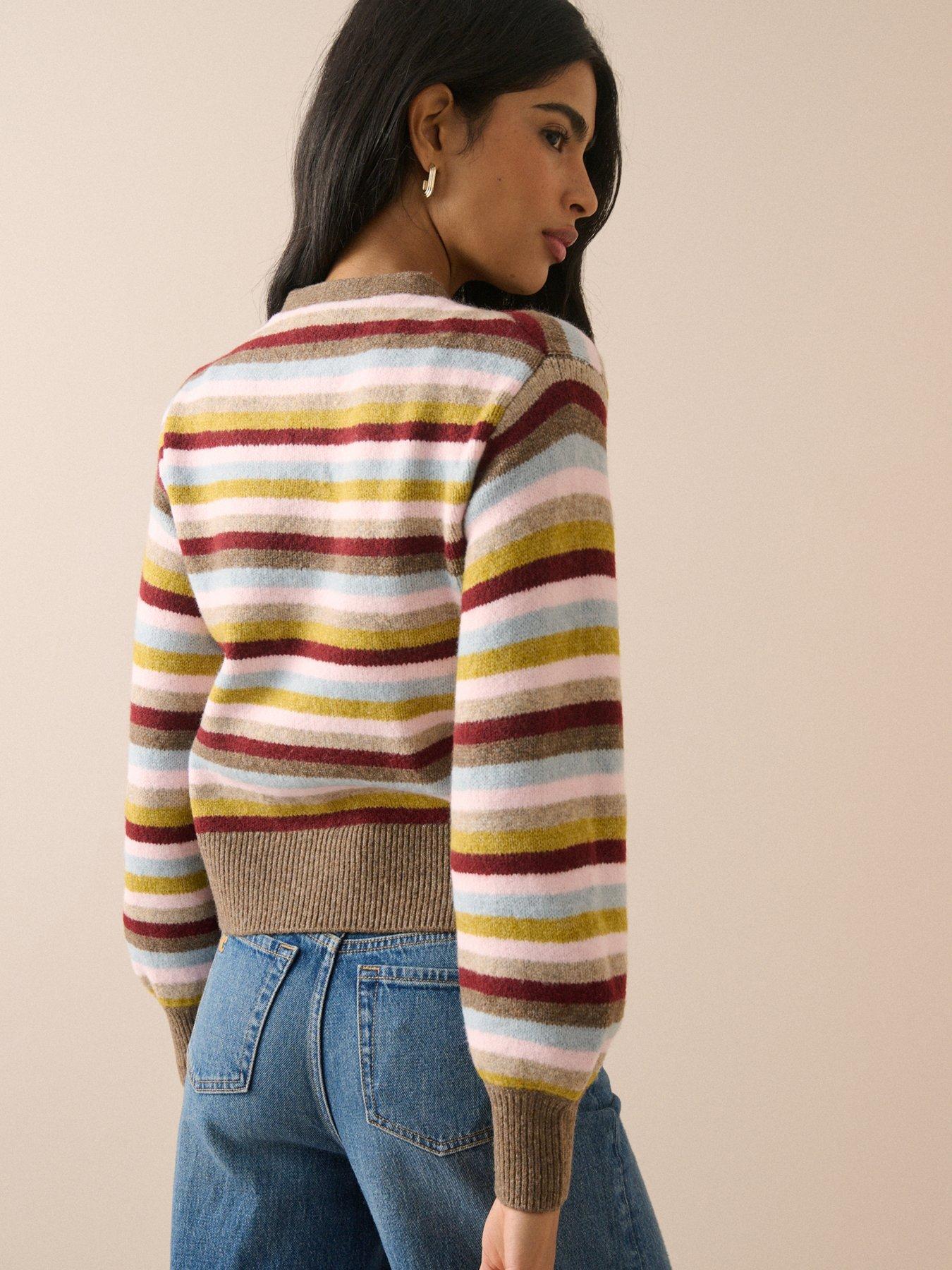 Image 2 of 5 of Nobodys Child Striped Tie Neck Cardigan - Multi