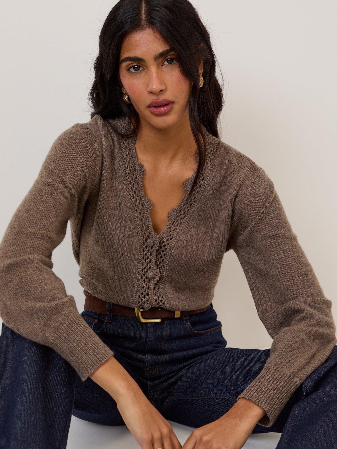 Nobodys Child Crochet Trim V Neck Cardigan