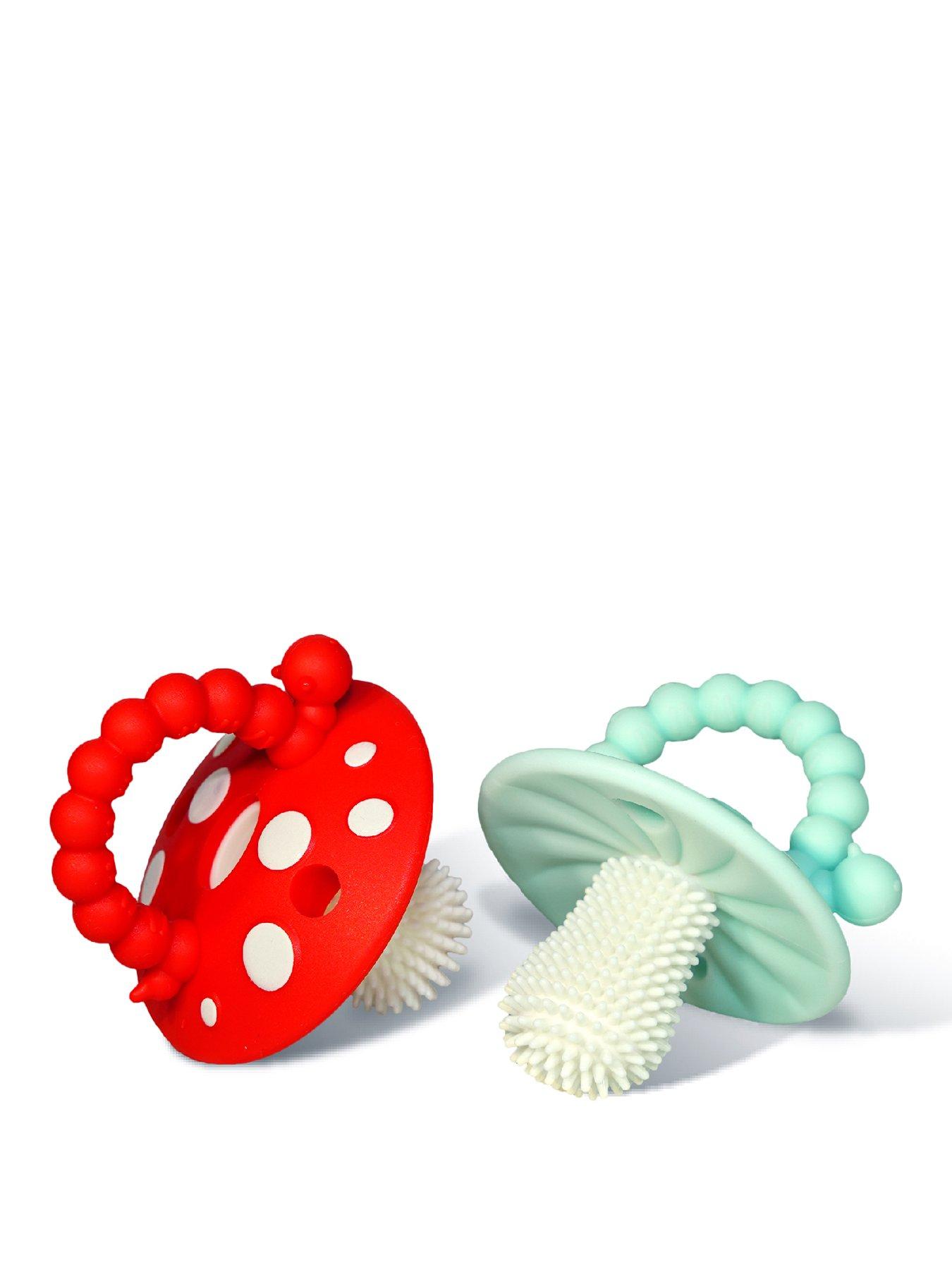 RazBaby RazBaby CHOMPY MUSHROOM TEETHER 2PK (RED & BLUE) , Baby & Toddler Essential