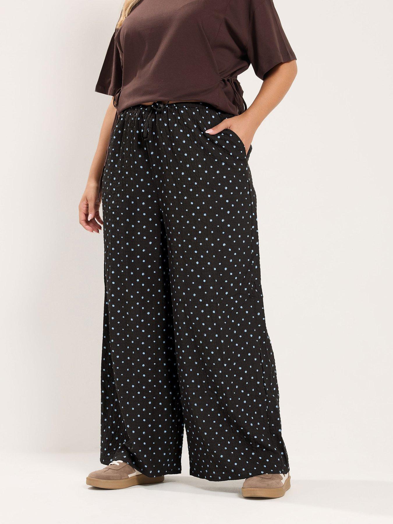 Yours Curve Wide Leg 30" Trousers - Brown