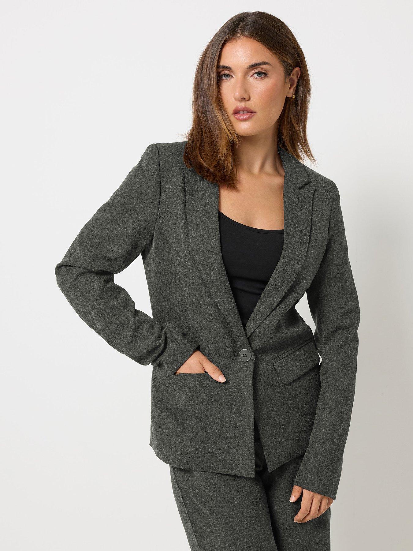 Long Tall Sally Brushed Tailored Jacket - Grey
