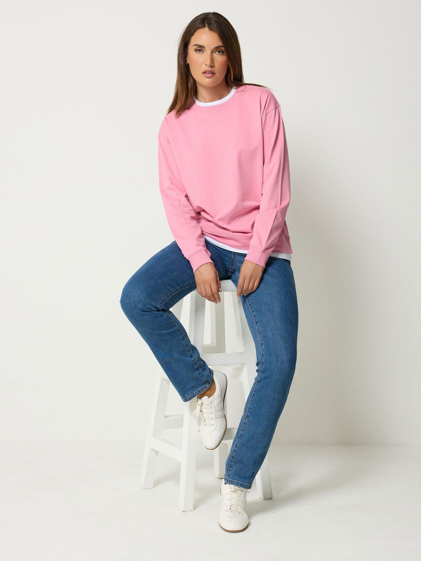 Image 3 of 4 of Long Tall Sally Layered Loopback T-Shirt - Pink