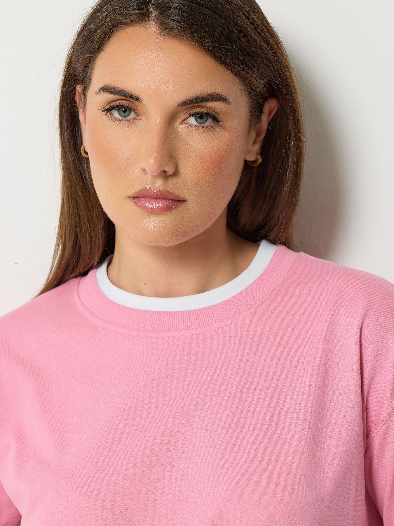 Image 4 of 4 of Long Tall Sally Layered Loopback T-Shirt - Pink