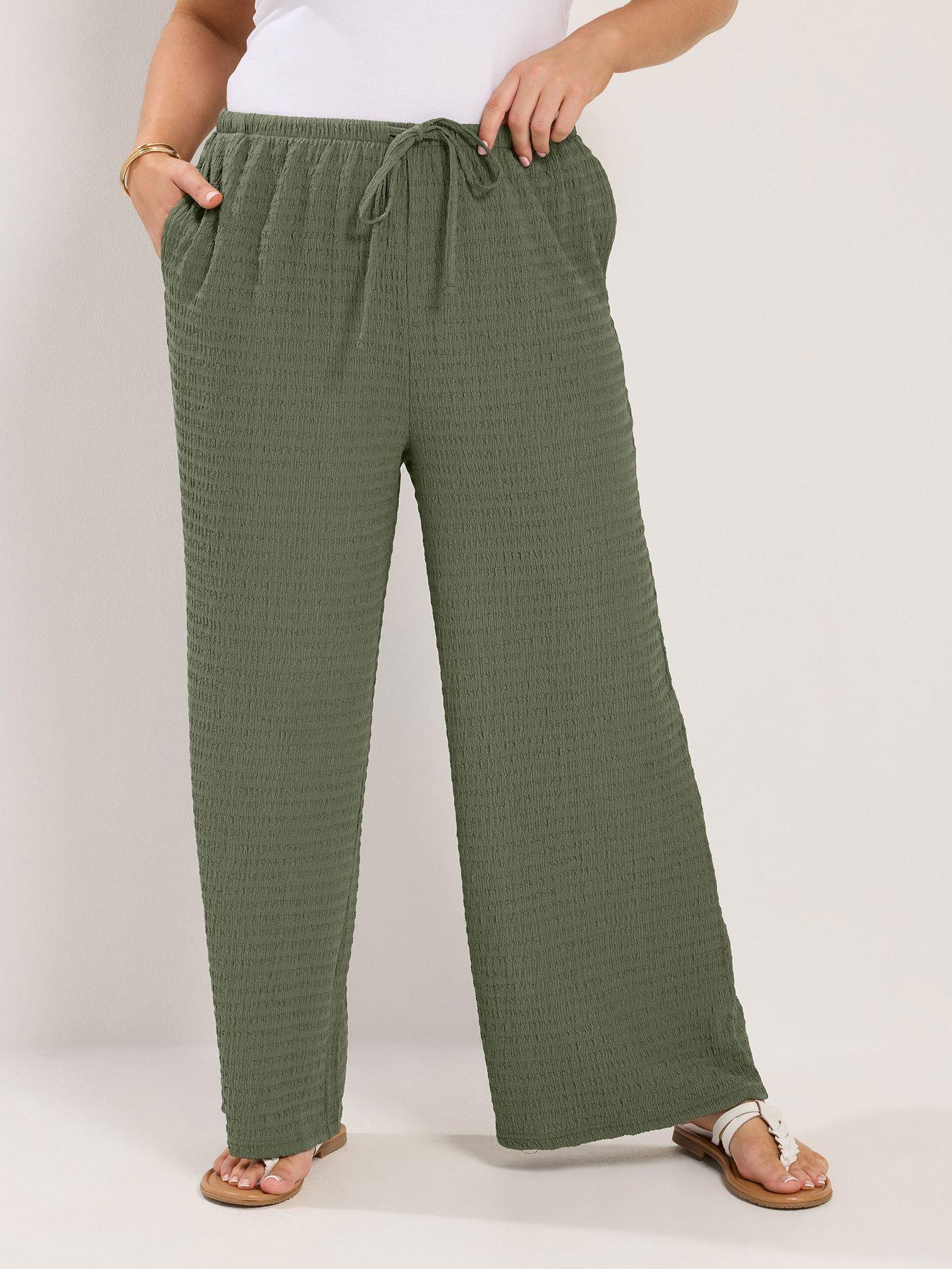 Yours Curve Wide Leg Textured Trouser 30"