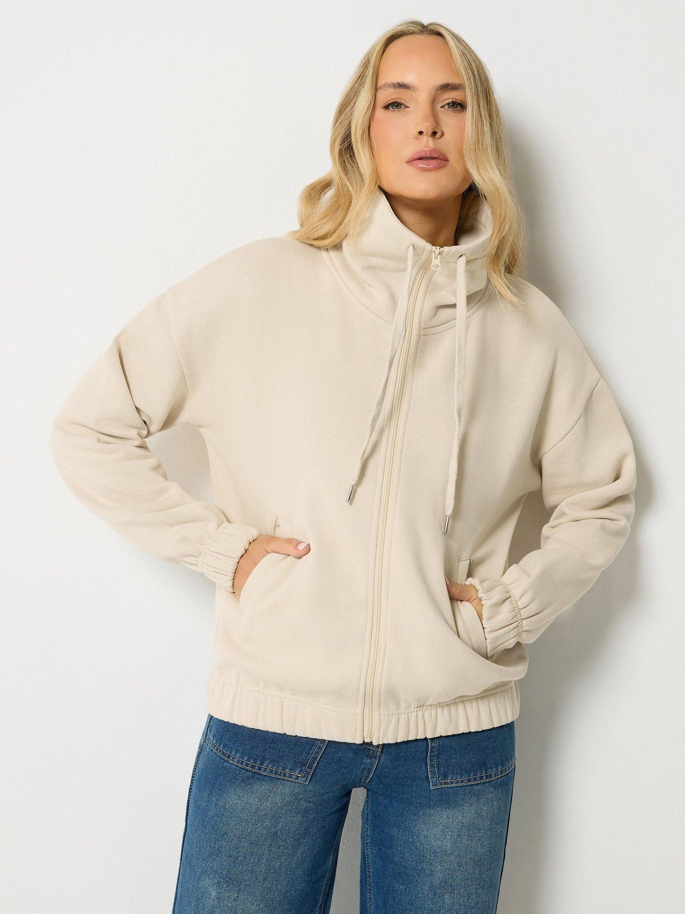 Long Tall Sally Funnel Neck Zip Through Sweatshirt - White