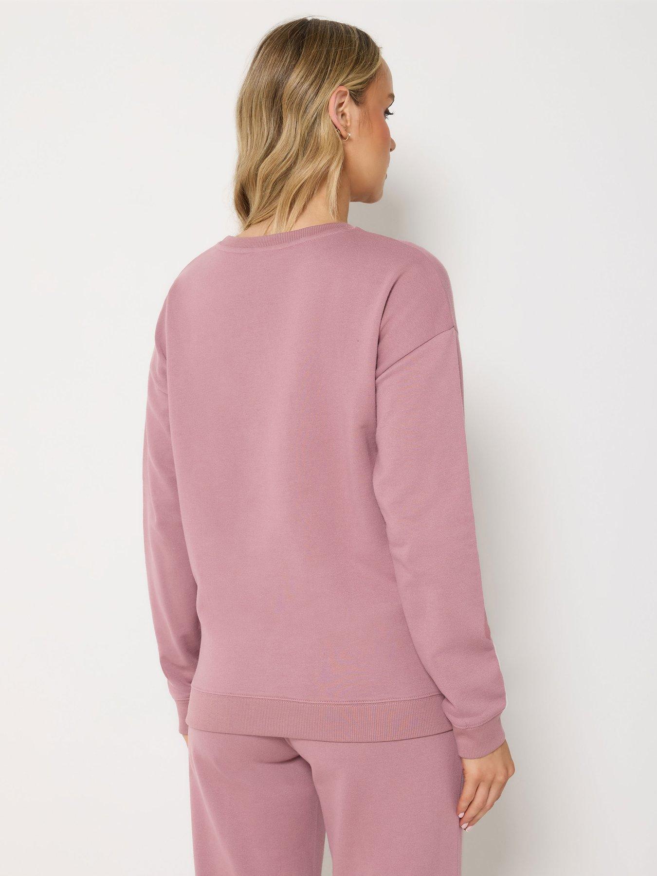 Image 2 of 4 of Long Tall Sally Crew Neck Embroidered Sweatshirt - Pink