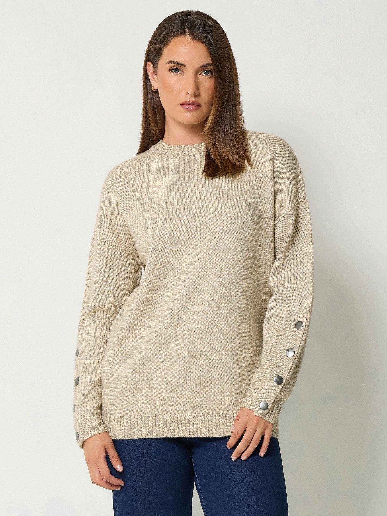 Long Tall Sally Button Sleeve Jumper - Cream