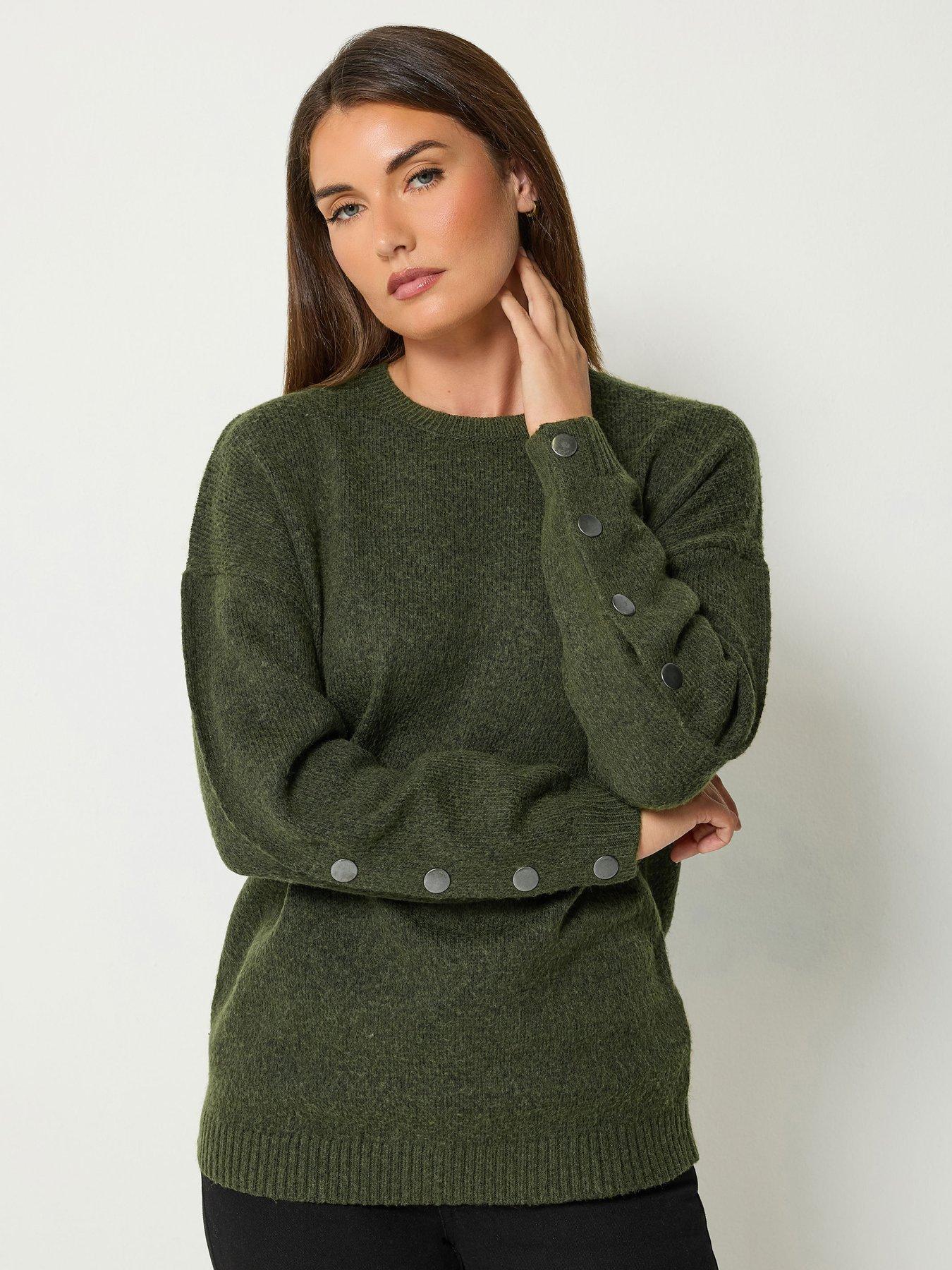 Long Tall Sally Button Sleeve Jumper - Green