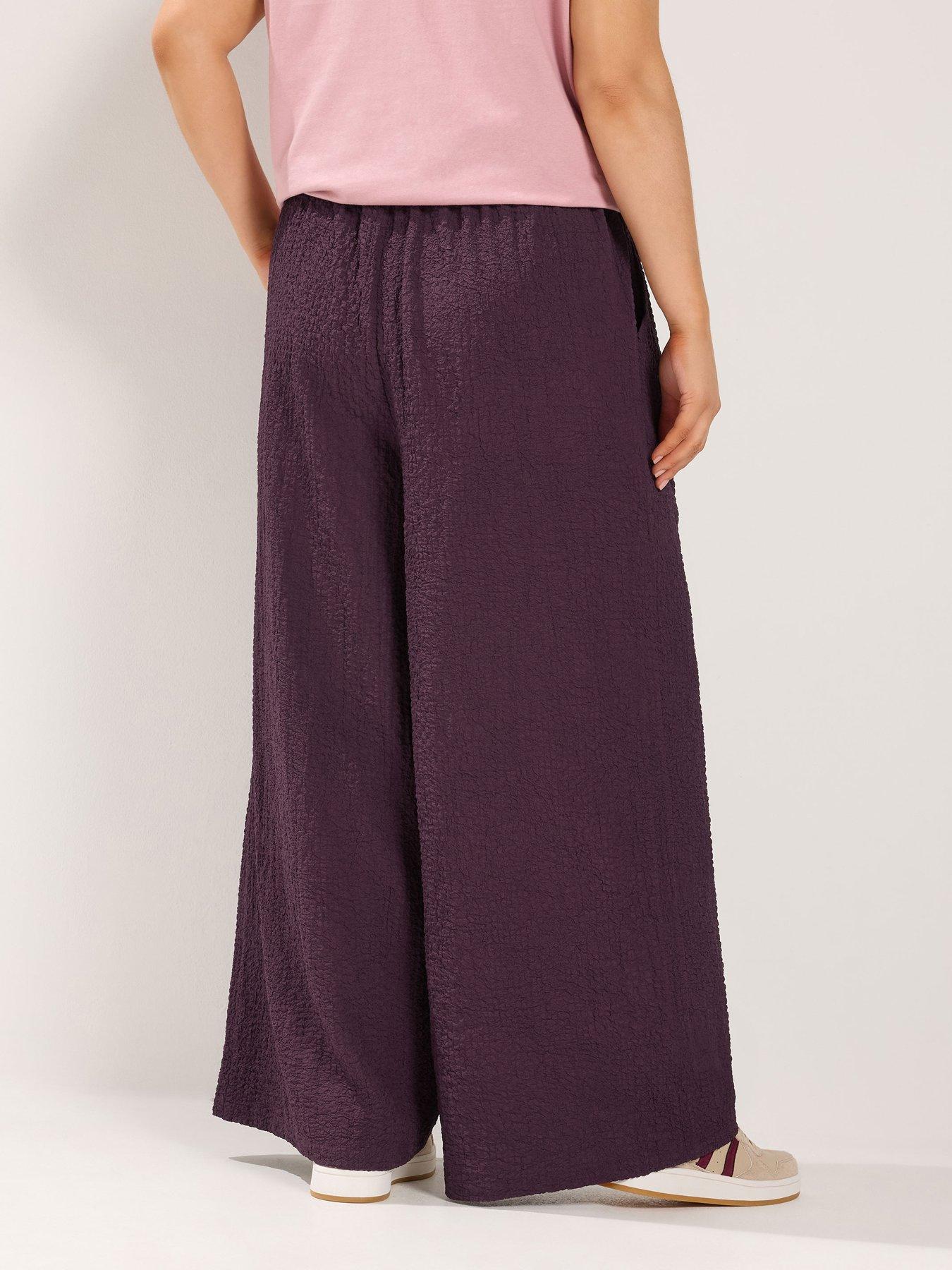 Image 2 of 4 of Yours YOURS Curve Texture Wide Leg Trousers - Purple