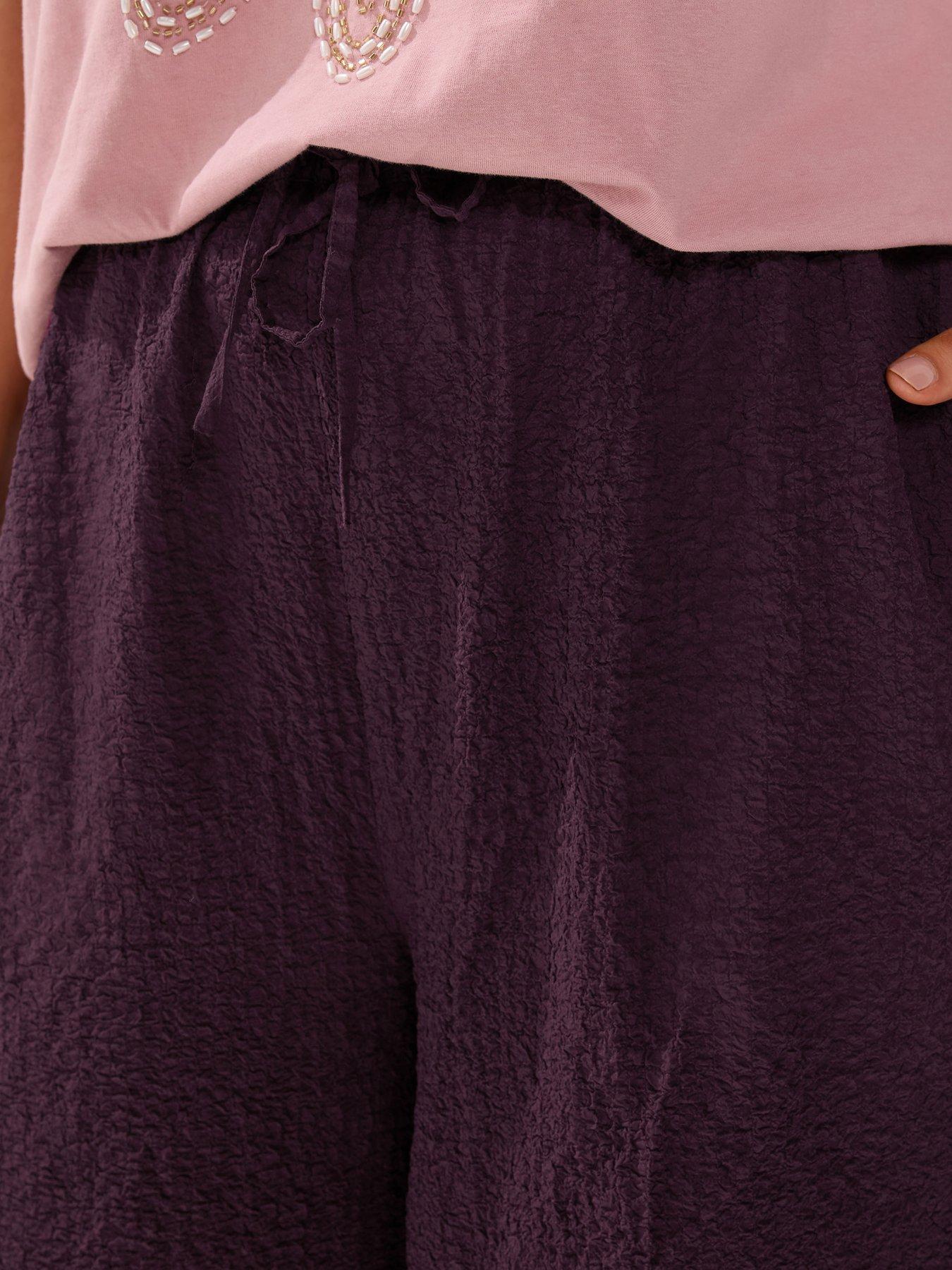 Image 4 of 4 of Yours YOURS Curve Texture Wide Leg Trousers - Purple