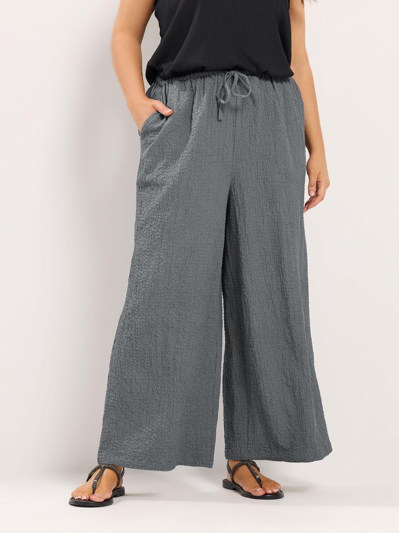Yours Curve Wide Leg Textured Trouser 30"