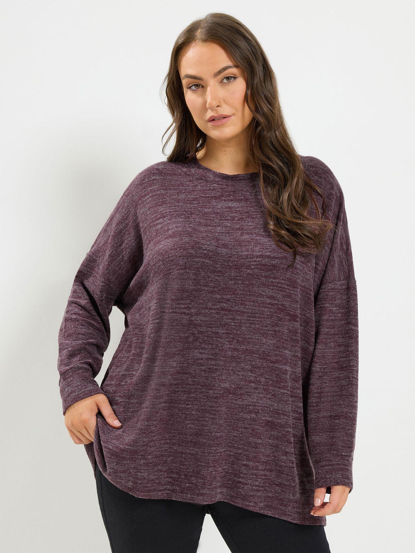 Yours Curve Soft Touch Long Sleeve Jumper - Purple