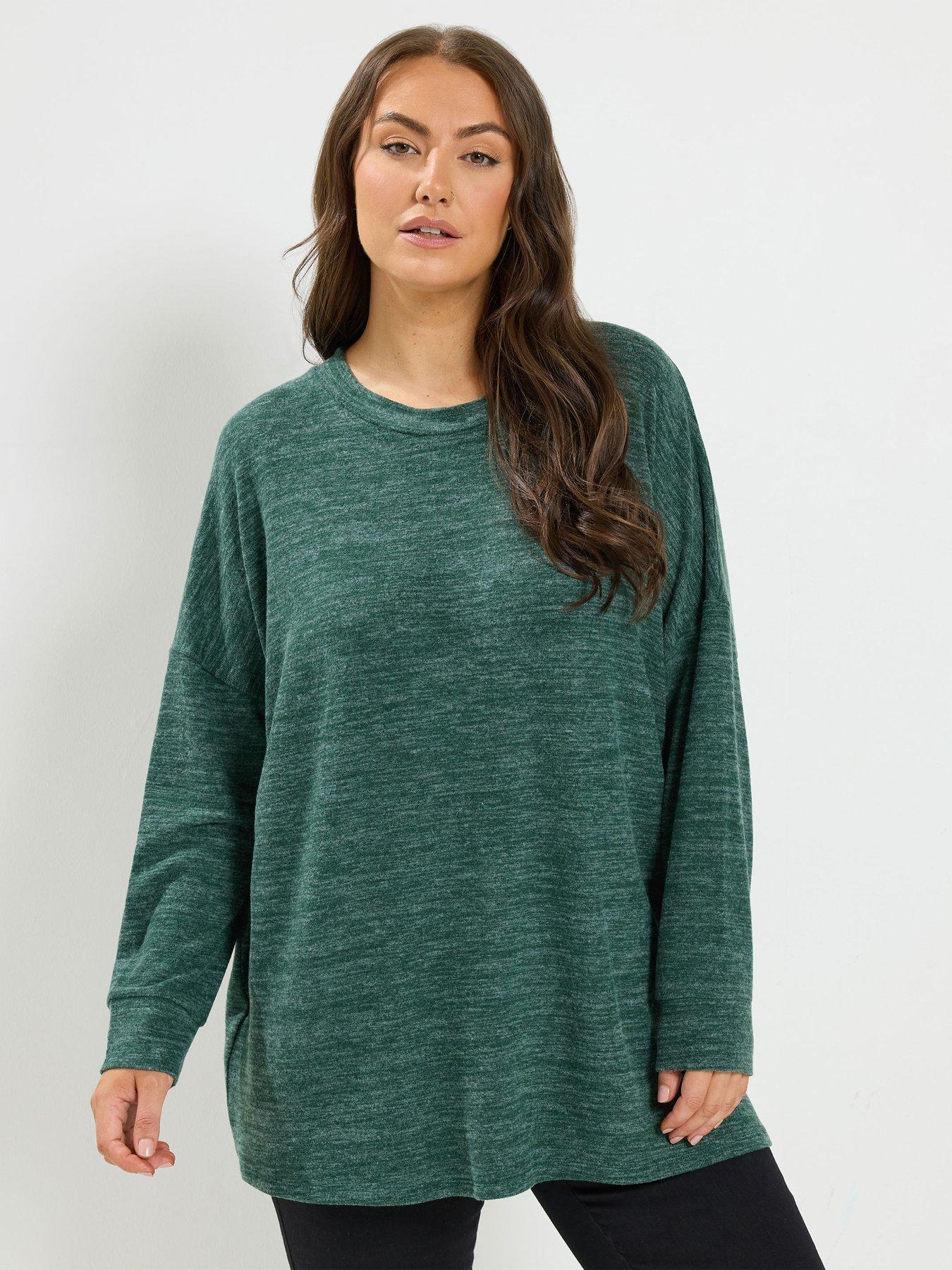 Yours Curve Soft Touch Jumper - Green