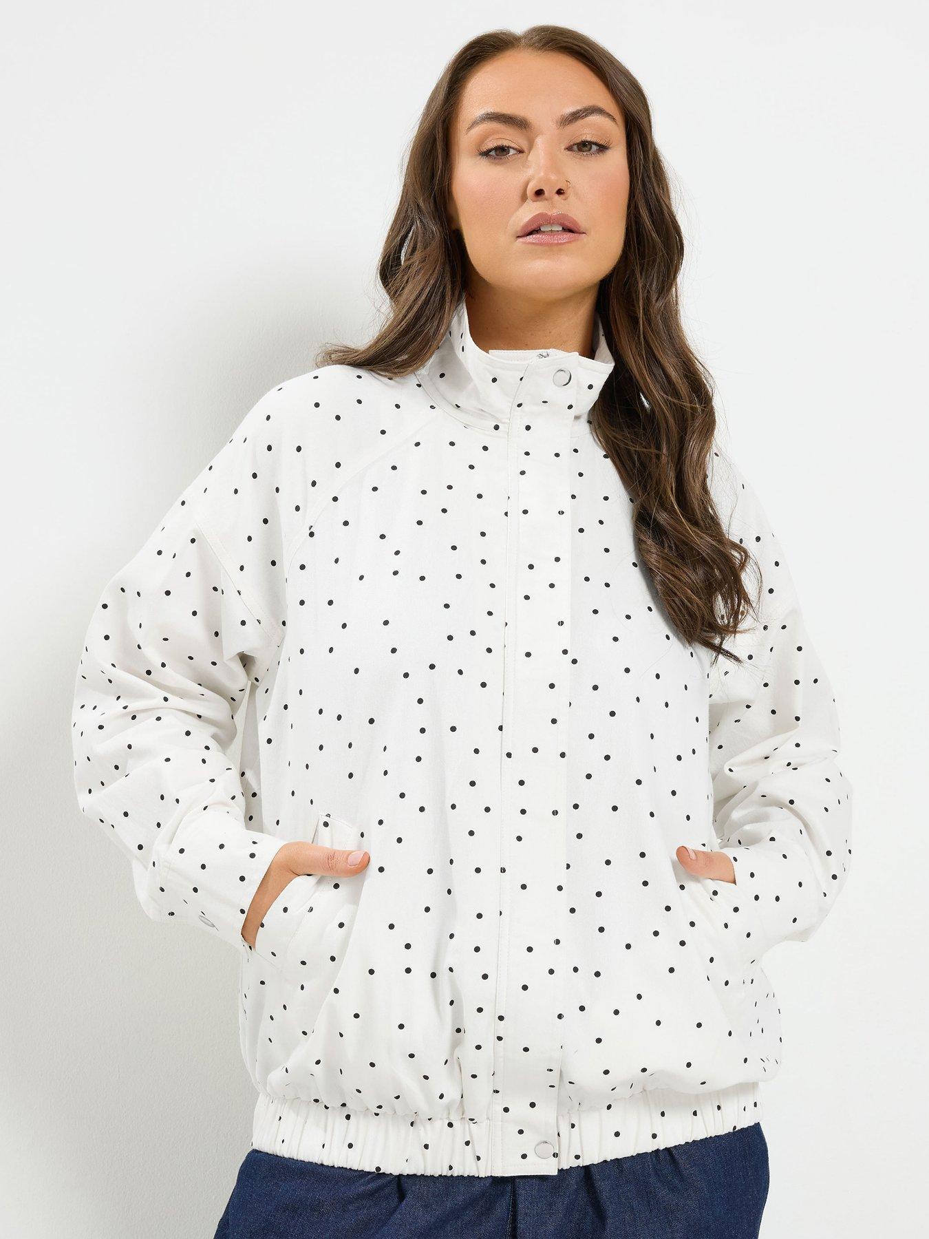 Yours Yours Curve Funnel Neck Twill Bomber Jacket - White