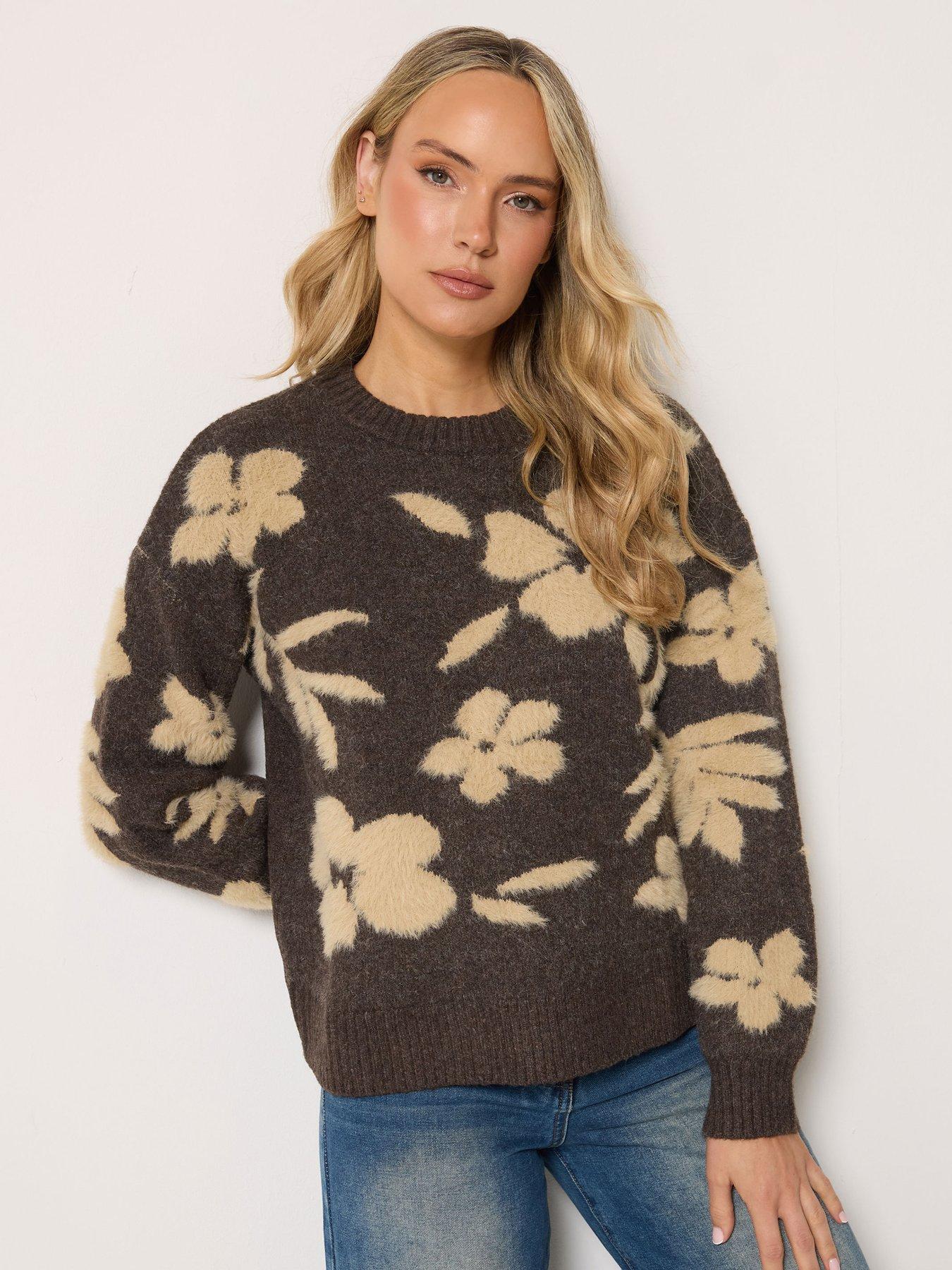Long Tall Sally Floral Jacquard Jumper - Brown