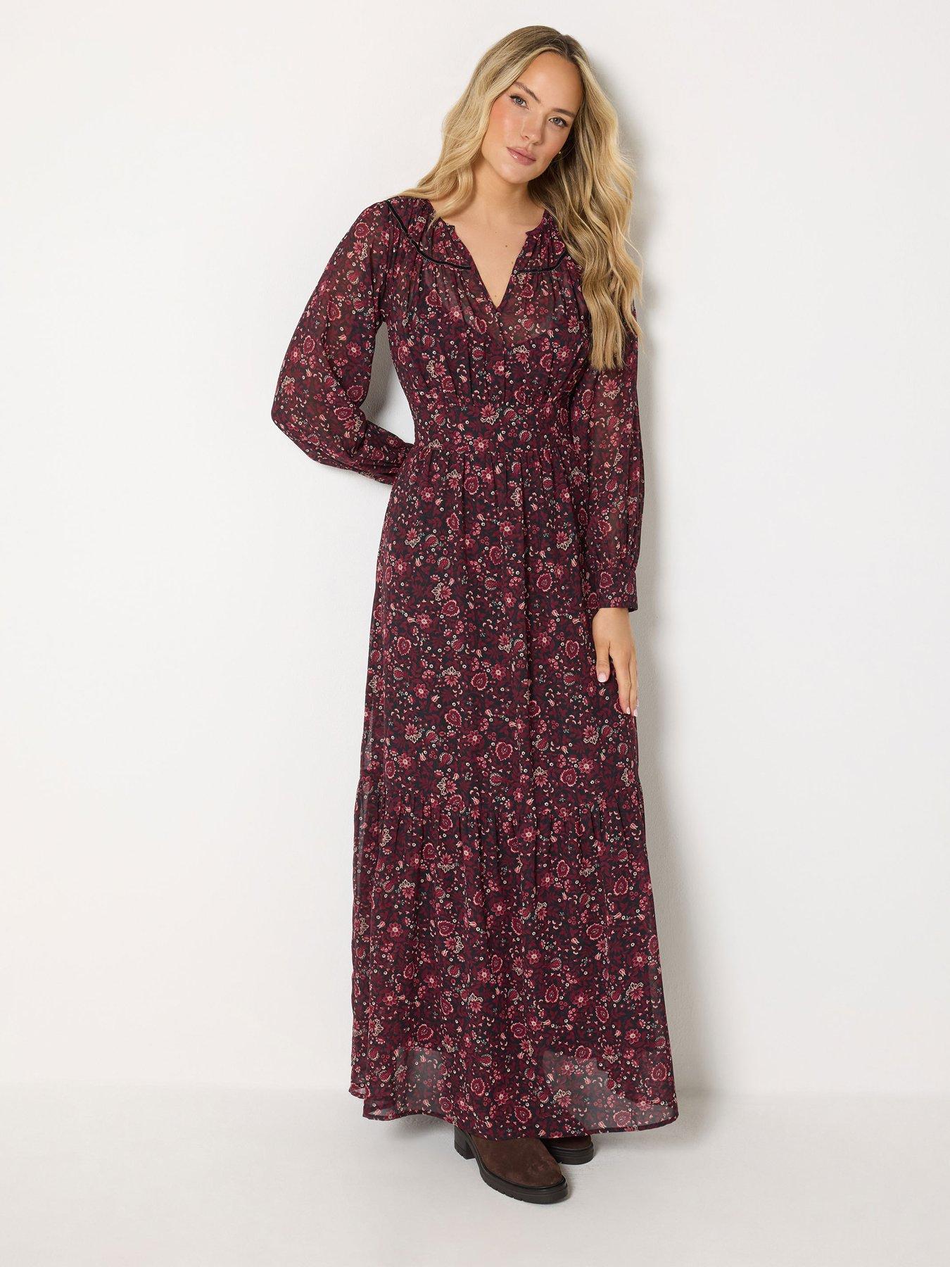 Long Tall Sally Ditsy Georgette Maxi Dress - Black