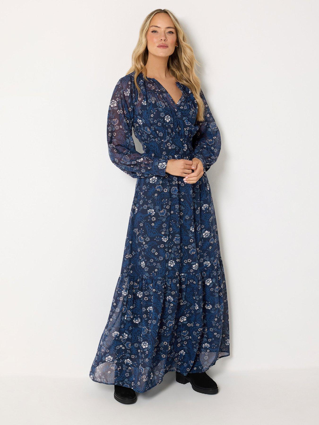Image 3 of 4 of Long Tall Sally Floral Georgette Maxi Dress - Blue