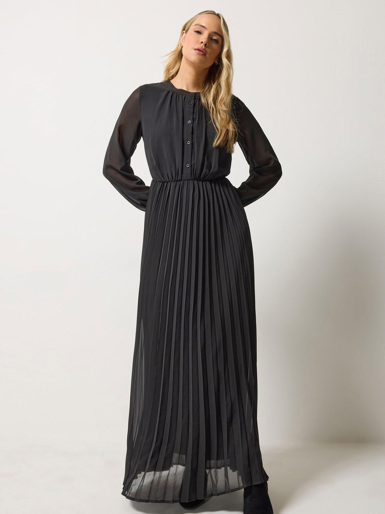 Image 3 of 4 of Long Tall Sally Georgette Pleated Maxi Dress - Black