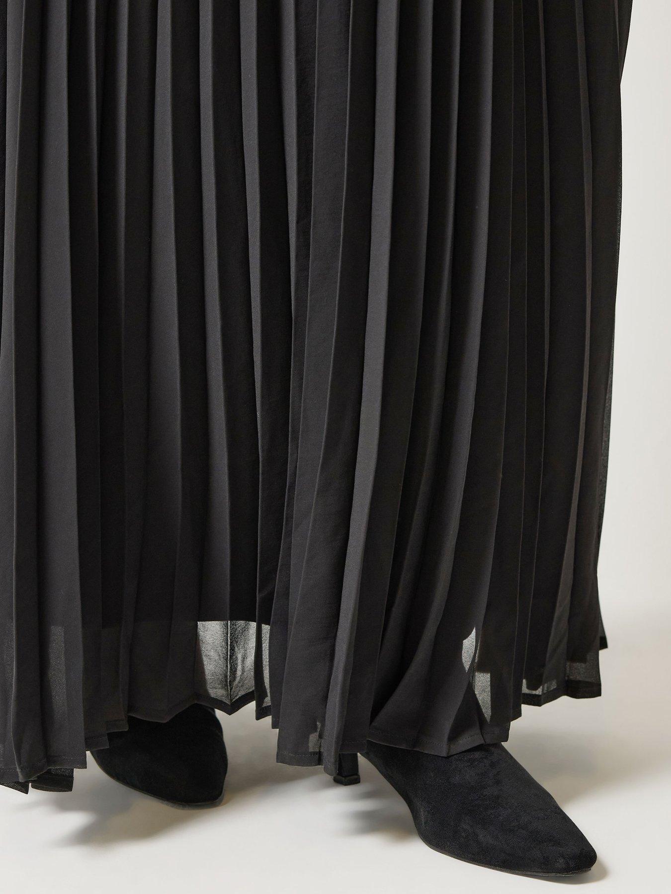 Image 4 of 4 of Long Tall Sally Georgette Pleated Maxi Dress - Black