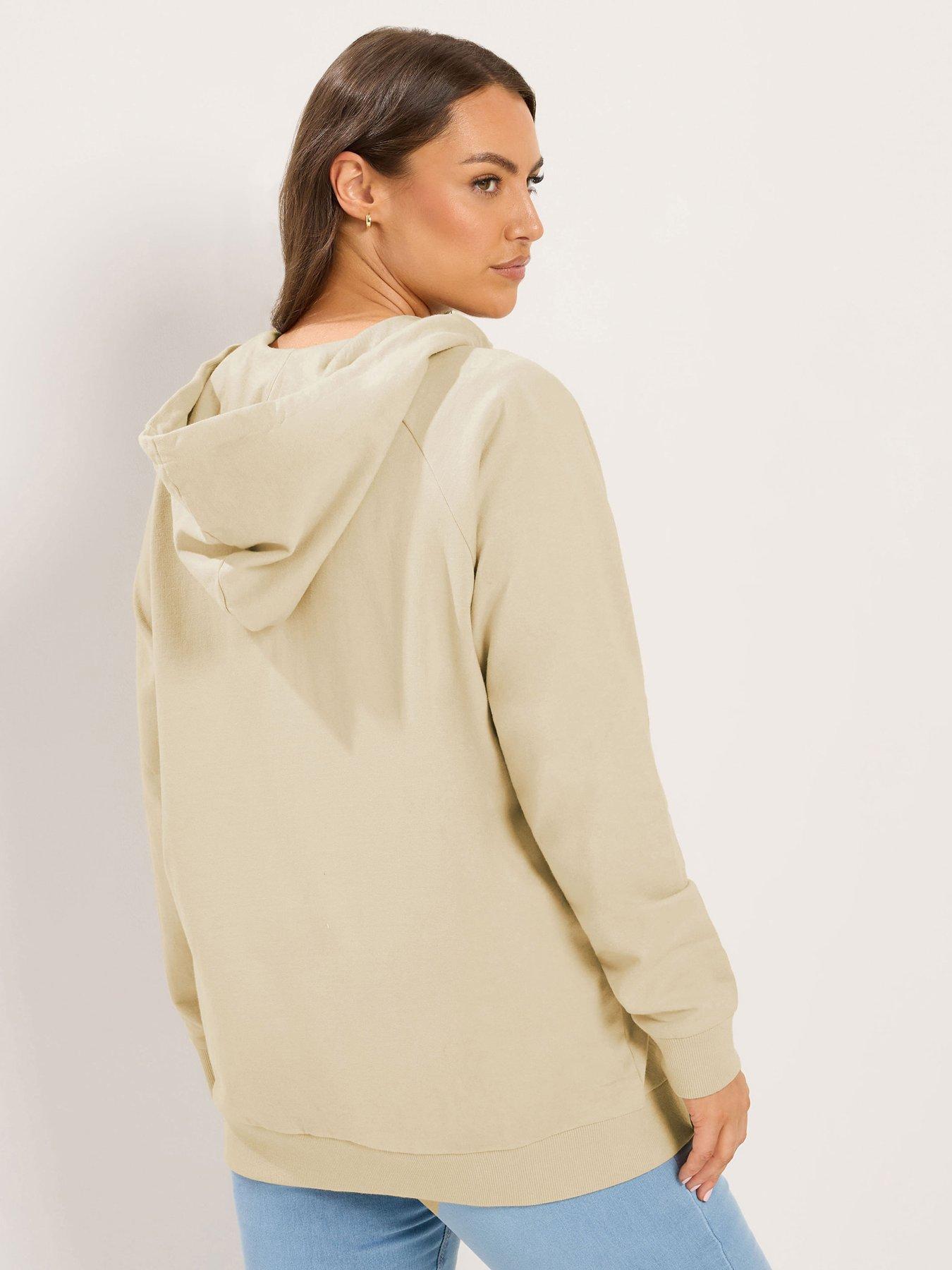 Image 2 of 4 of Yours Curve Zip Thru Raglan Hoodie - Cream