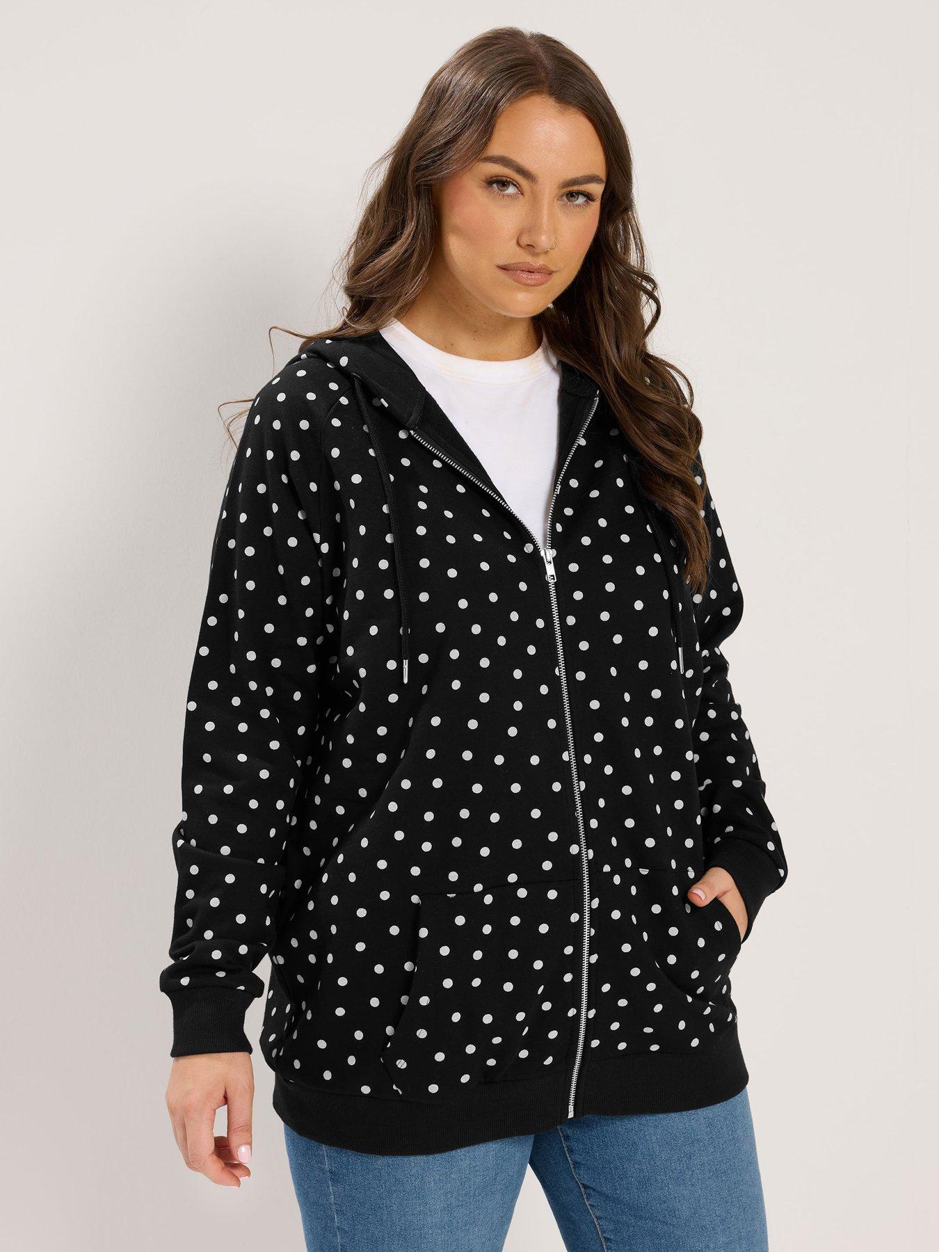 Yours Curve Zip Thru Raglan Hoodie - Black