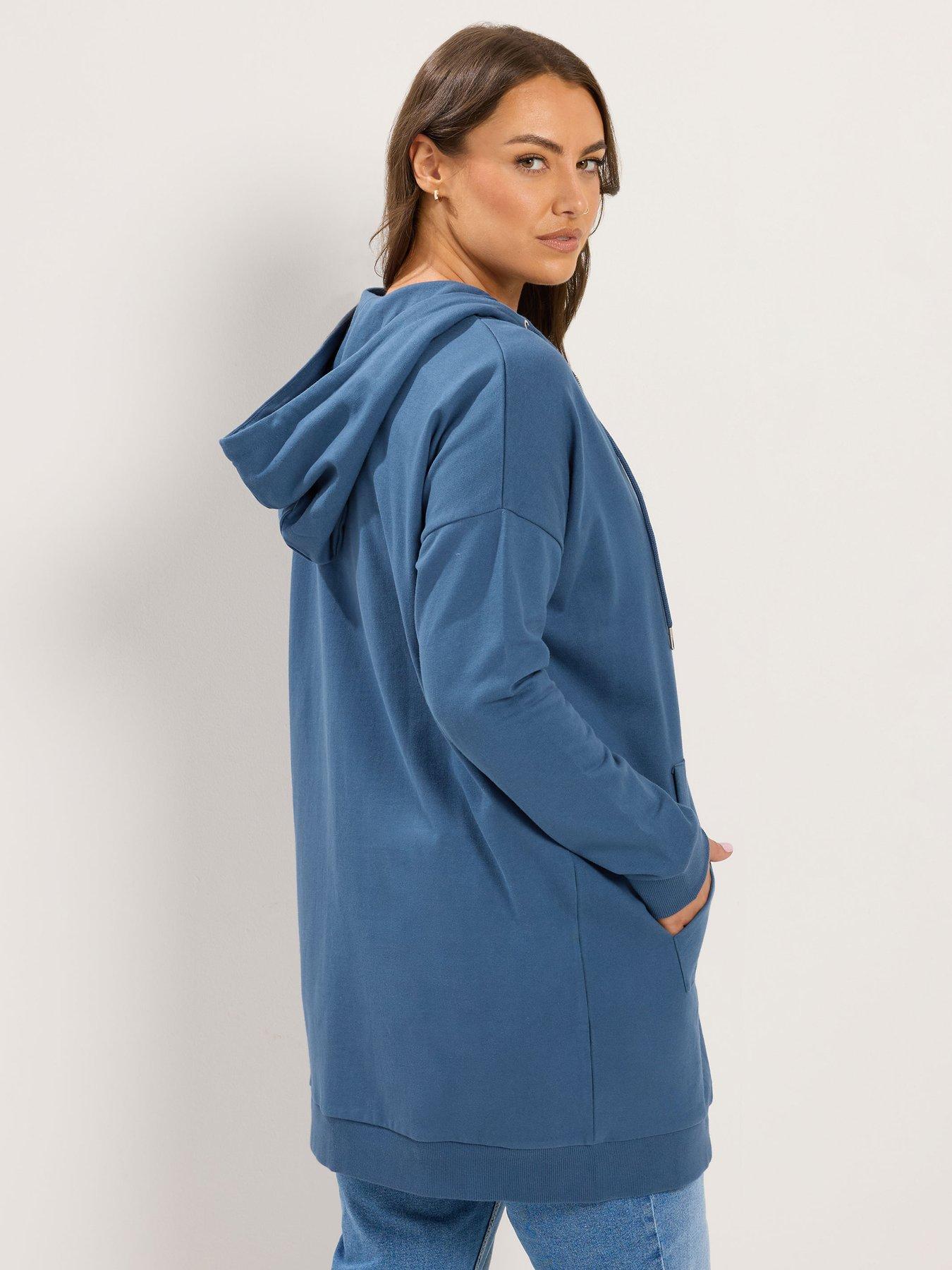 Image 2 of 4 of Yours YOURS Curve Longline Zip Through Hoodie - Dark Blue