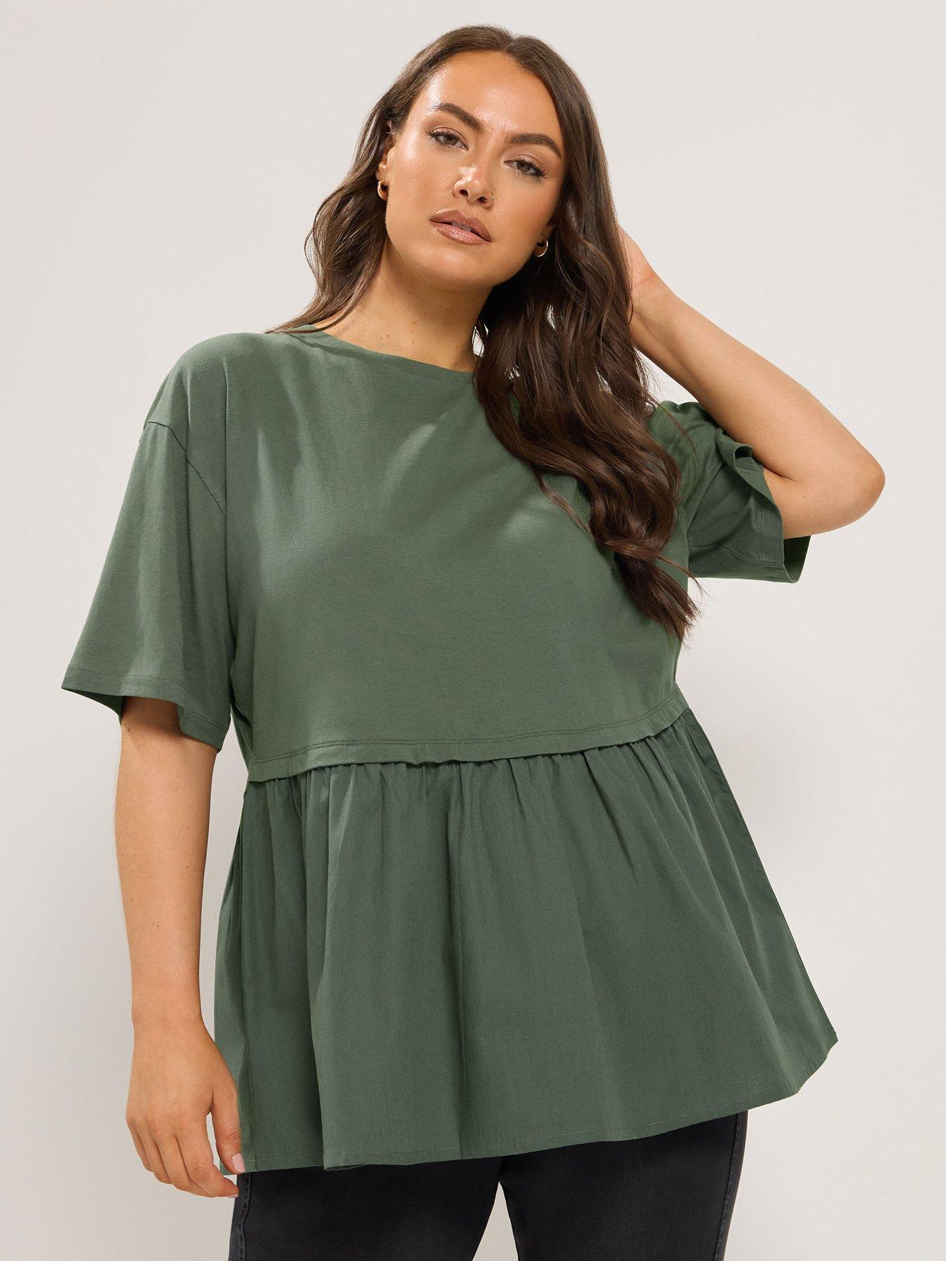Yours YOURS CURVE Poplin T-Shirt - Khaki