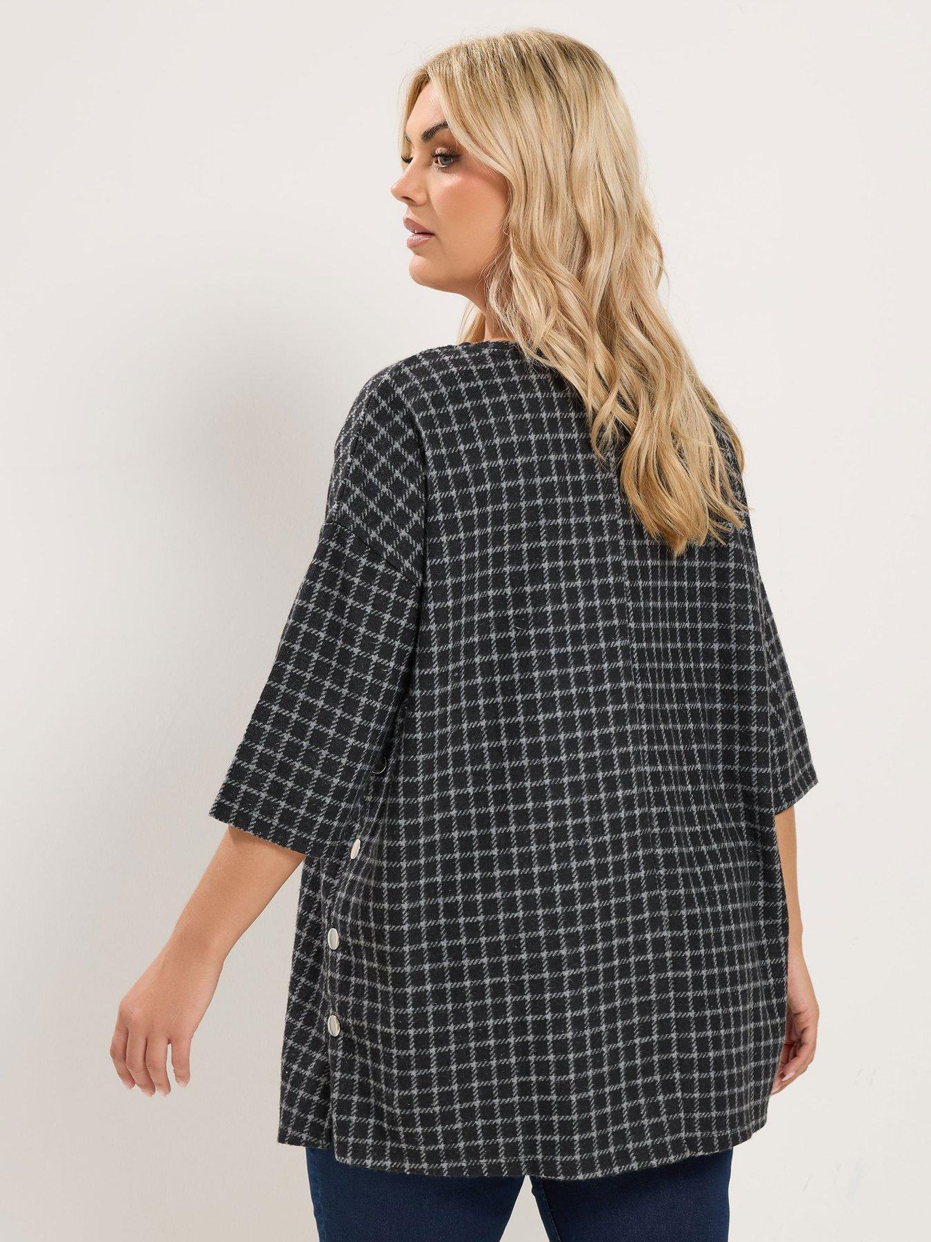 Image 2 of 4 of Yours Curve Checked Side Button Top - Black