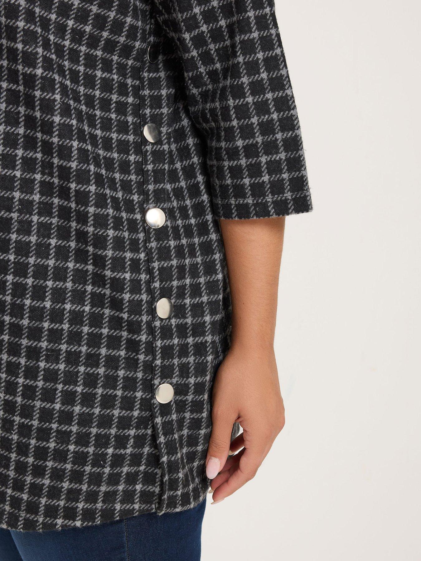 Image 4 of 4 of Yours Curve Checked Side Button Top - Black
