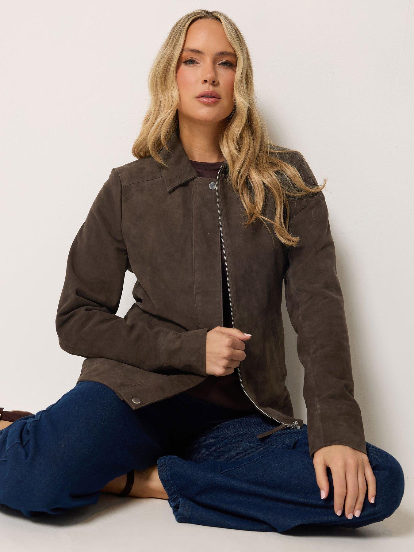 Long Tall Sally LTS PREMIUM Tall Suede Jacket - Brown