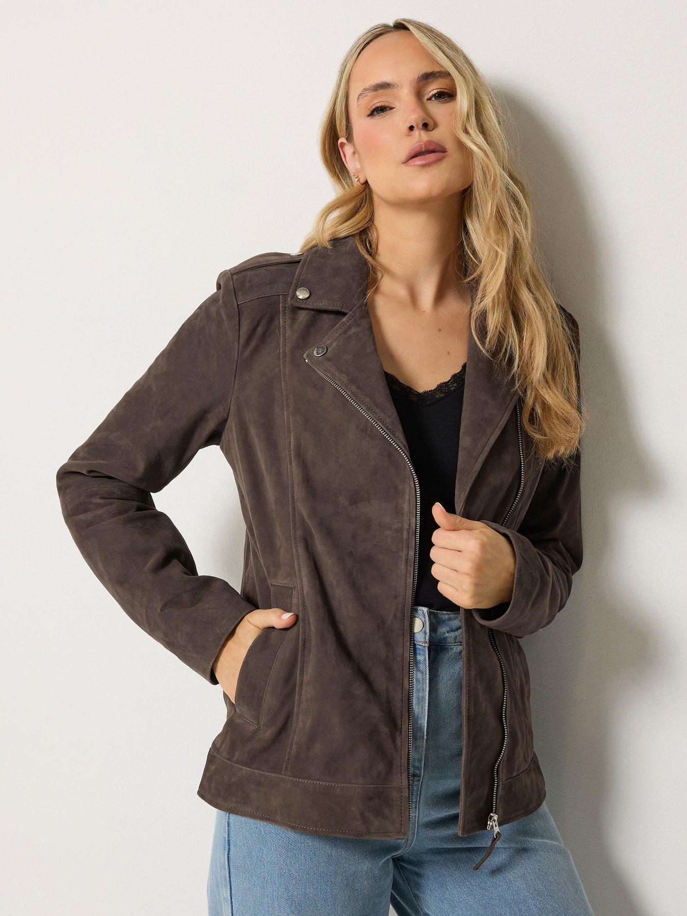 Long Tall Sally LTS PREMIUM Tall Suede Jacket - Brown
