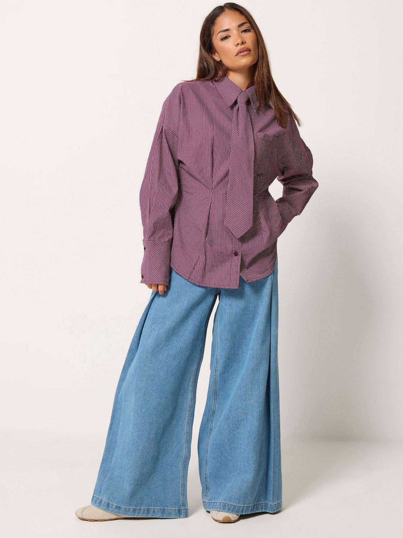 Image 1 of 4 of PixieGirl Petite Check Long Sleeve Shirt