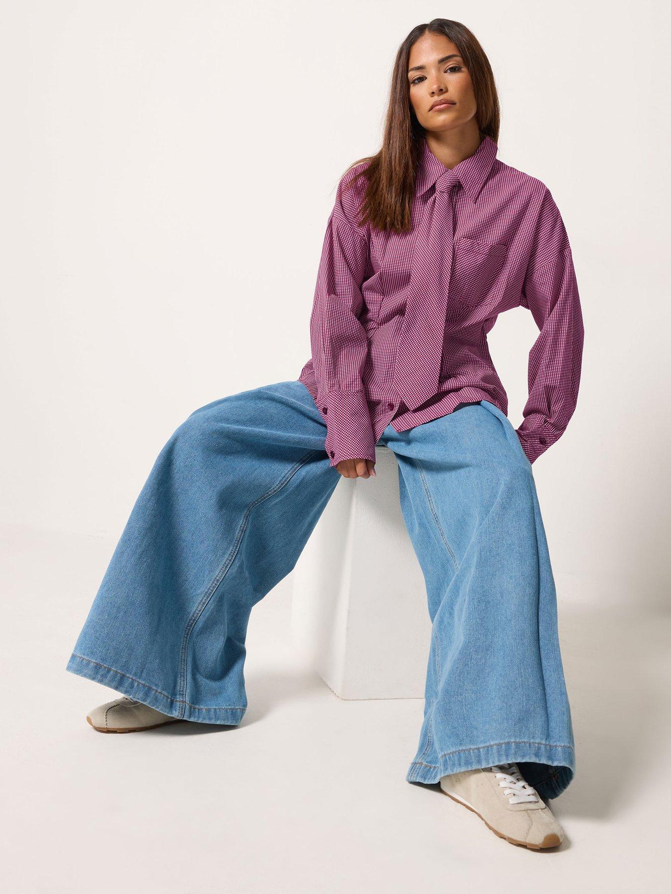 Image 3 of 4 of PixieGirl Petite Check Long Sleeve Shirt