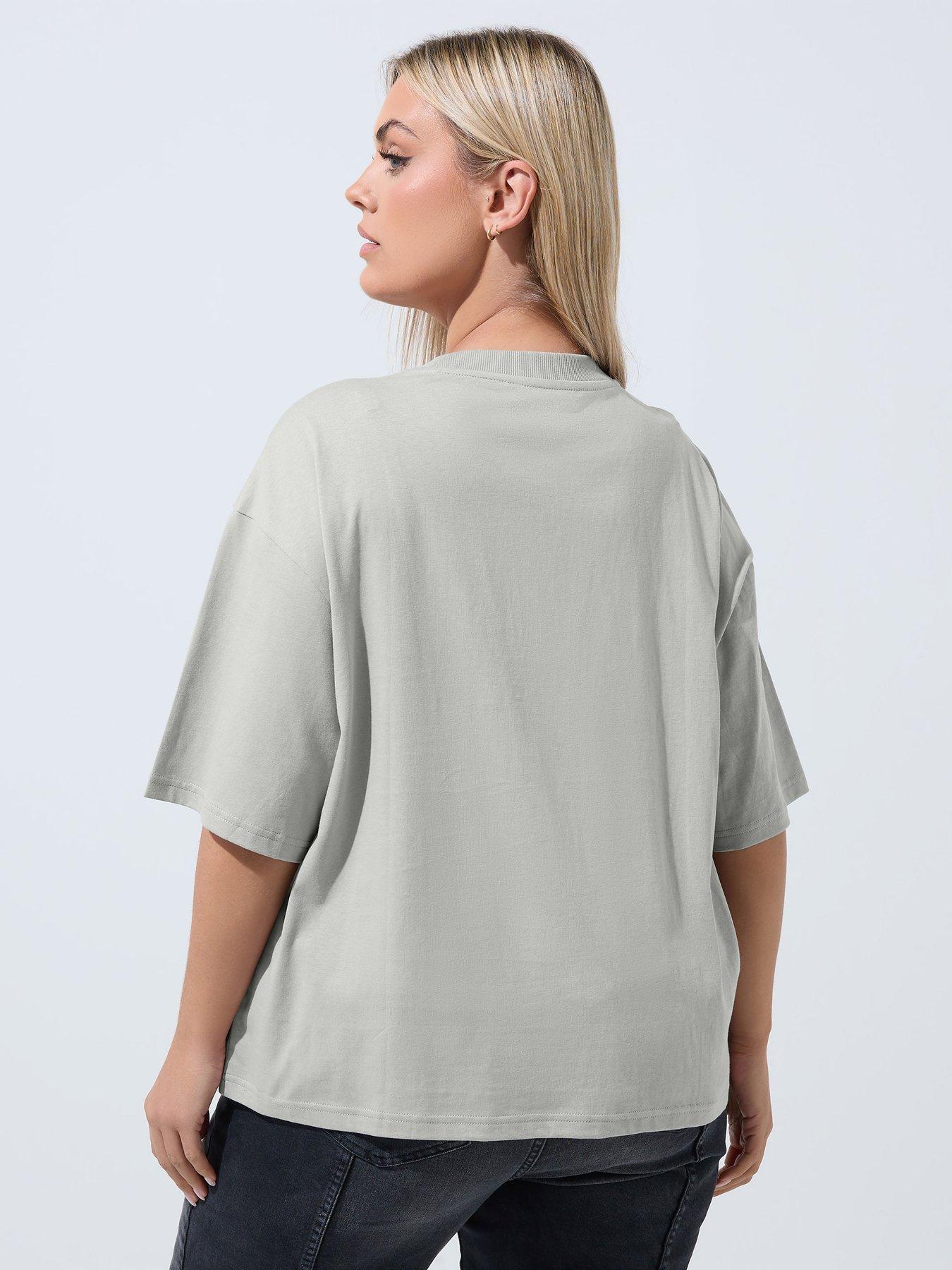 Image 2 of 4 of Yours Curve Bow Beaded Top - Grey