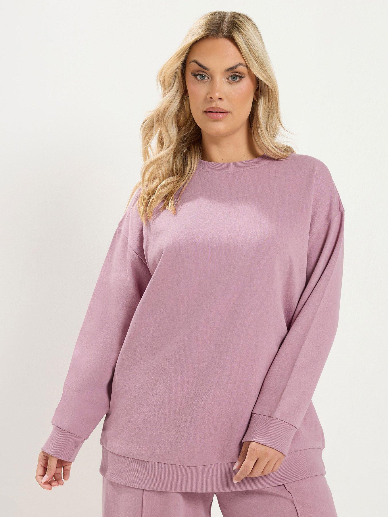 Image 1 of 4 of Yours Curve Crew Neck Sweatshirt - Pink