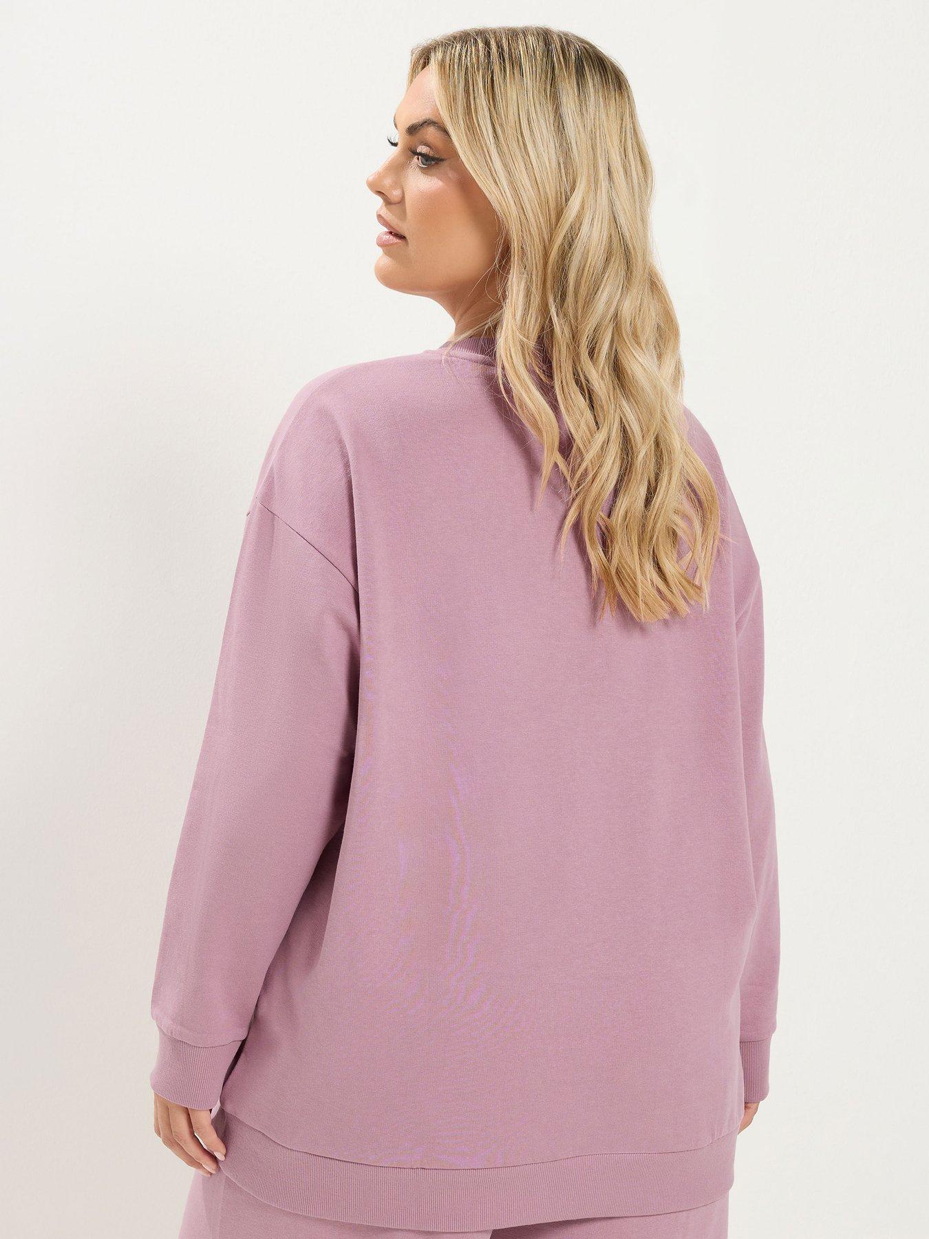 Image 2 of 4 of Yours Curve Crew Neck Sweatshirt - Pink