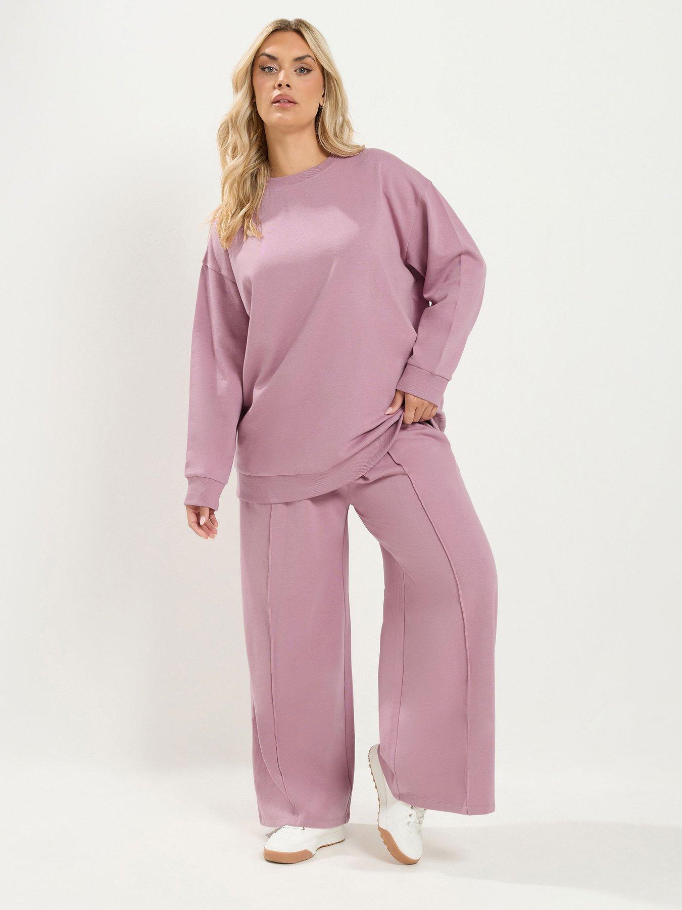 Image 3 of 4 of Yours Curve Crew Neck Sweatshirt - Pink