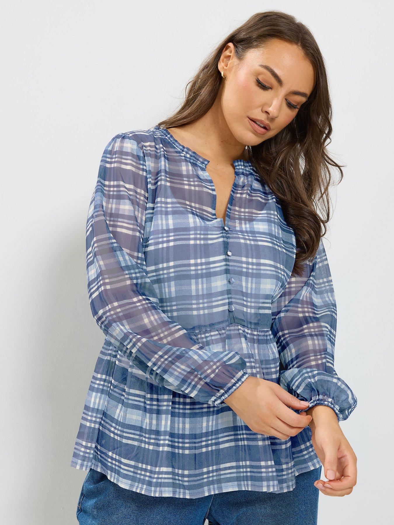 Yours Curve Check Chiffon Blouse