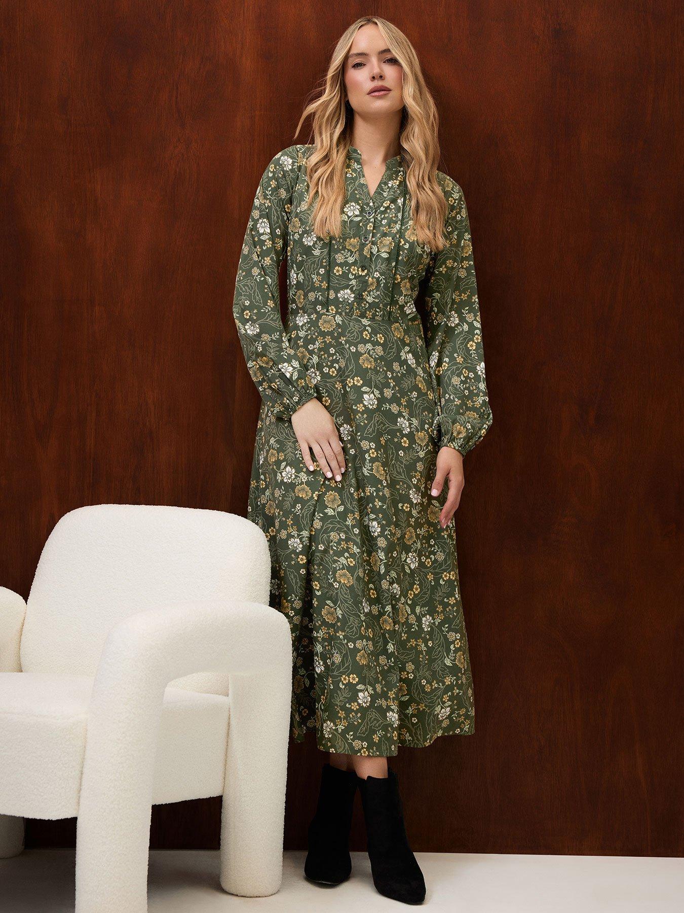 Long Tall Sally Half Placket Midaxi Dress - Green