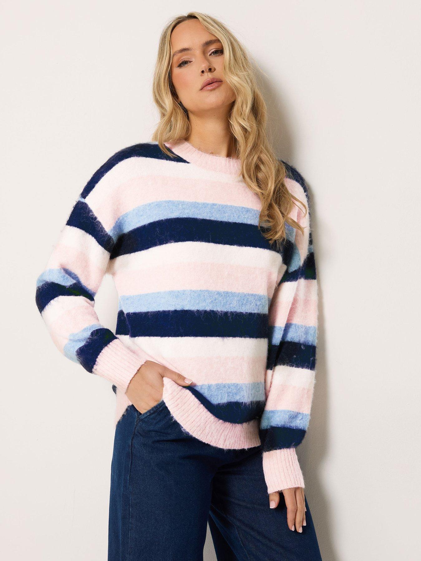 Image 1 of 4 of Long Tall Sally Stripe Fluffy Jumper - Pink